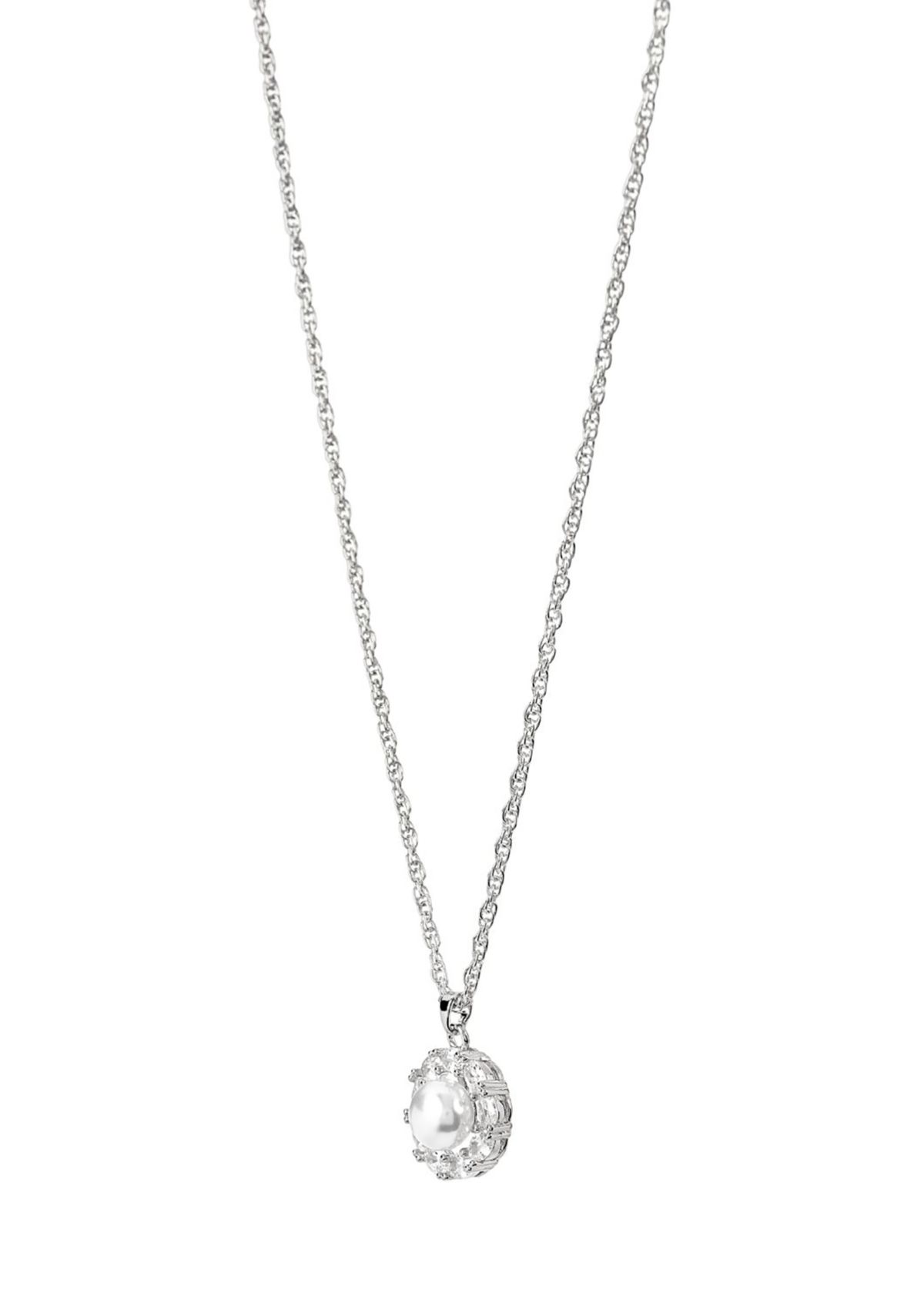 Lab Grown Silver Plated Pearl Necklace and Earrings Set