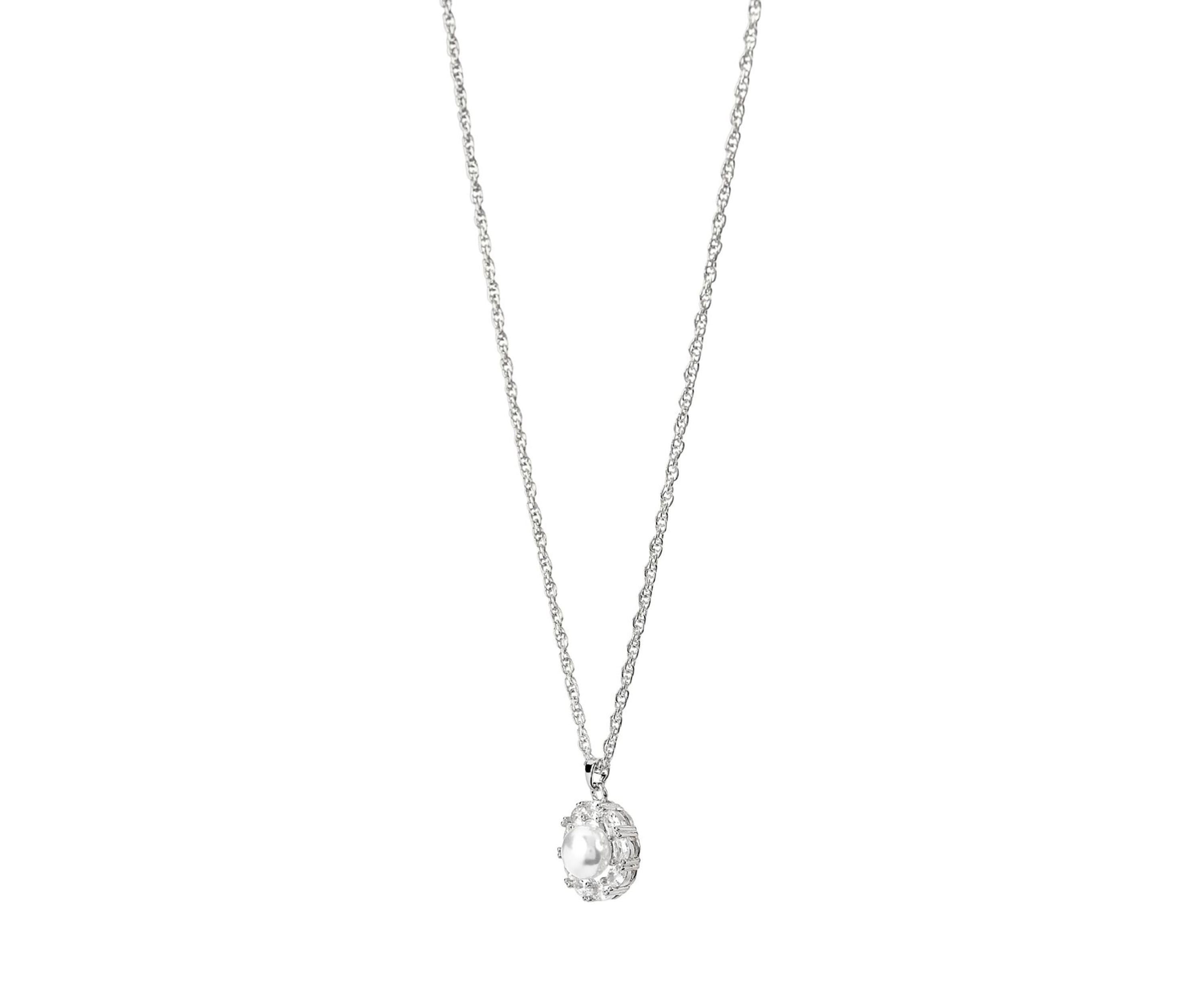 Lab Grown Silver Plated Pearl Necklace and Earrings Set