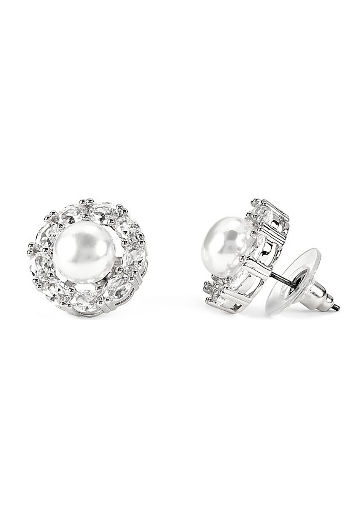 Lab Grown Silver Plated Pearl Necklace and Earrings Set