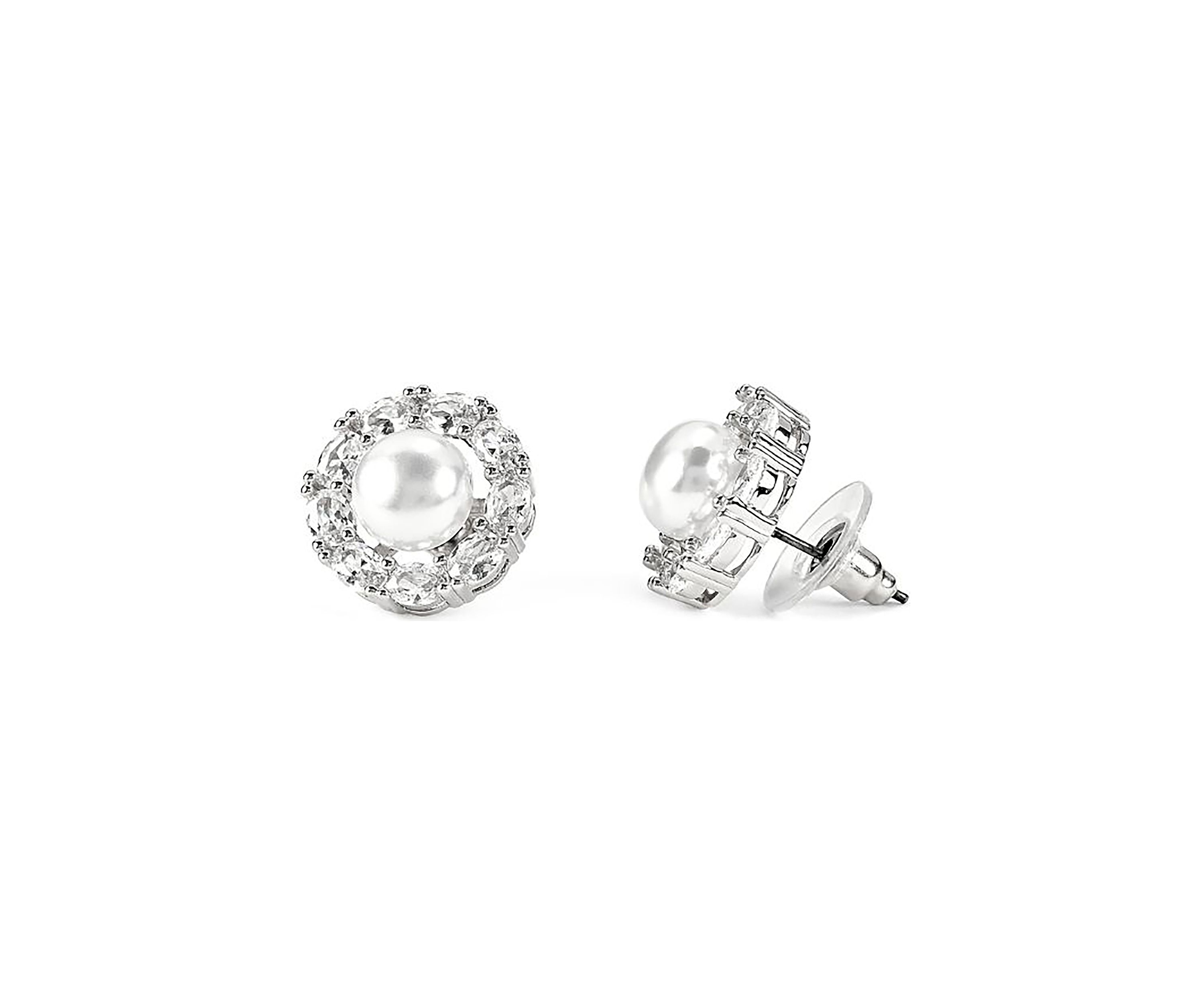 Lab Grown Silver Plated Pearl Necklace and Earrings Set