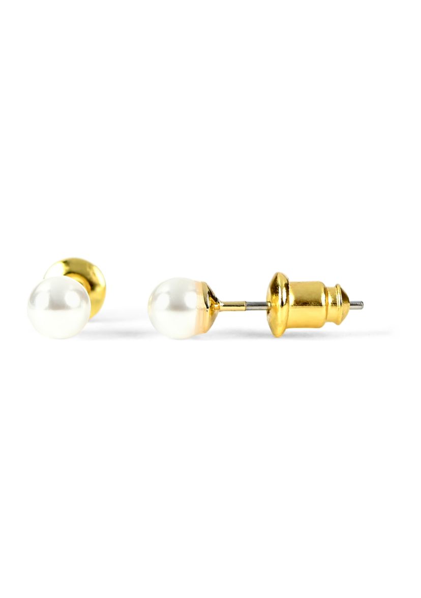 Lab Grown Gold Plated Gold Pearl Cross Necklace and Earrings Set