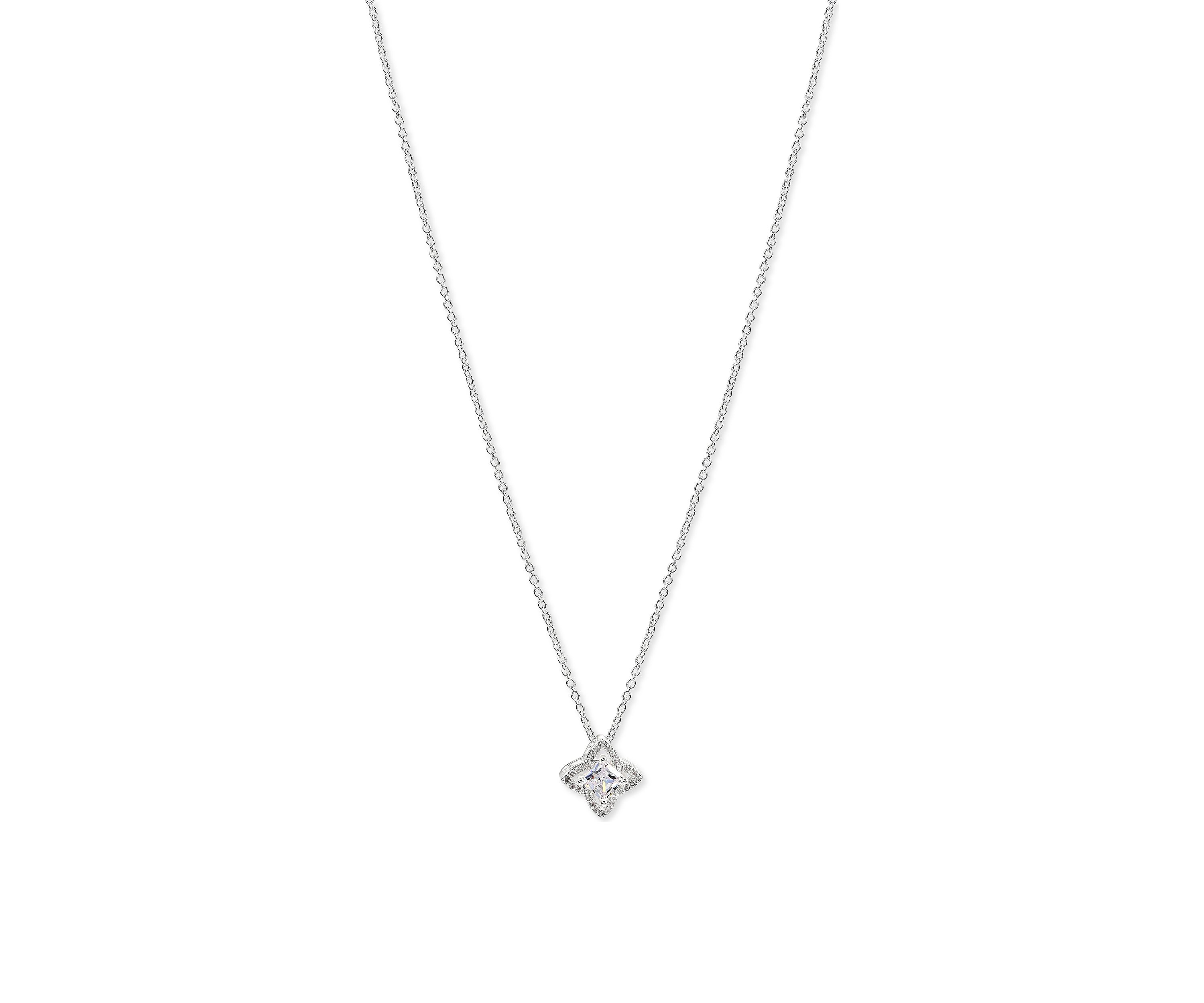 Lab Grown Silver Cubic Zirconia Necklace and Stud Earrings Set