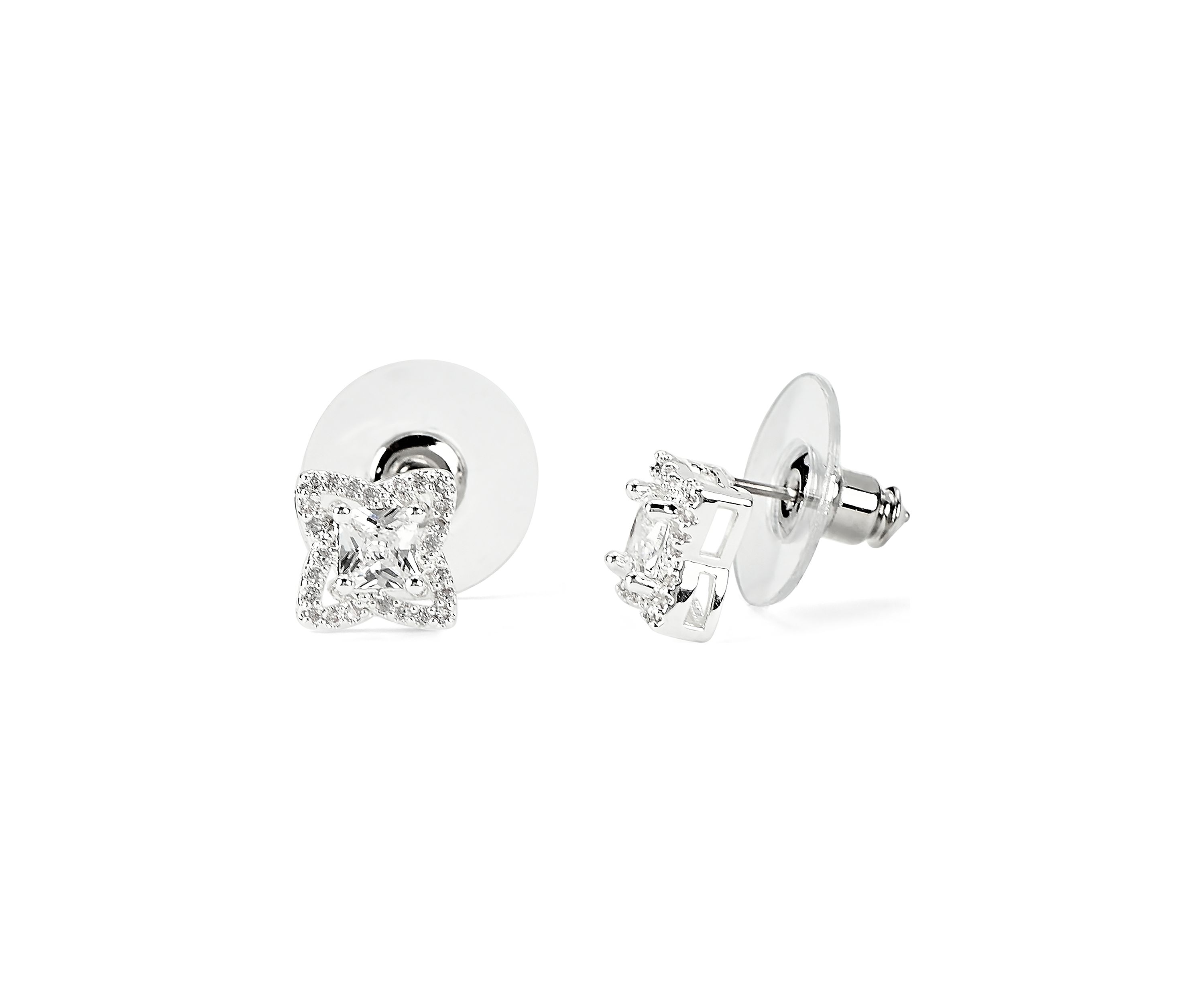 Lab Grown Silver Cubic Zirconia Necklace and Stud Earrings Set