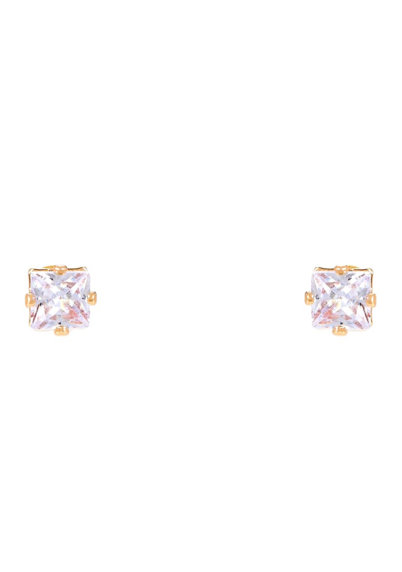 Lab Grown Gold PLated Multi Shape Oval and Square Clear CZ Necklae and Earrings Set 