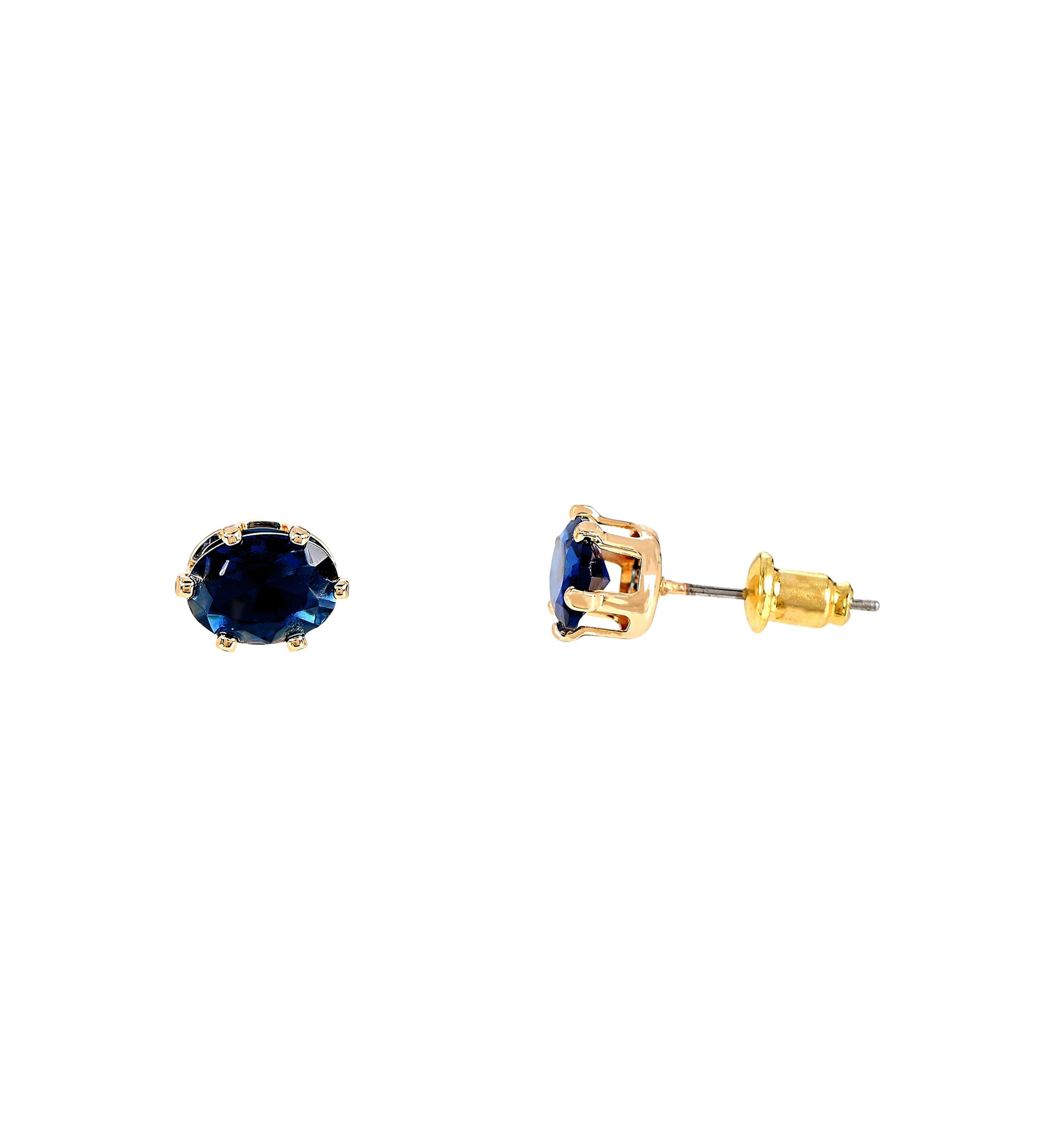 Lab Grown Gold Plated Oval Clear and Blue Cubic Zirconia Necklace and Earring Set 