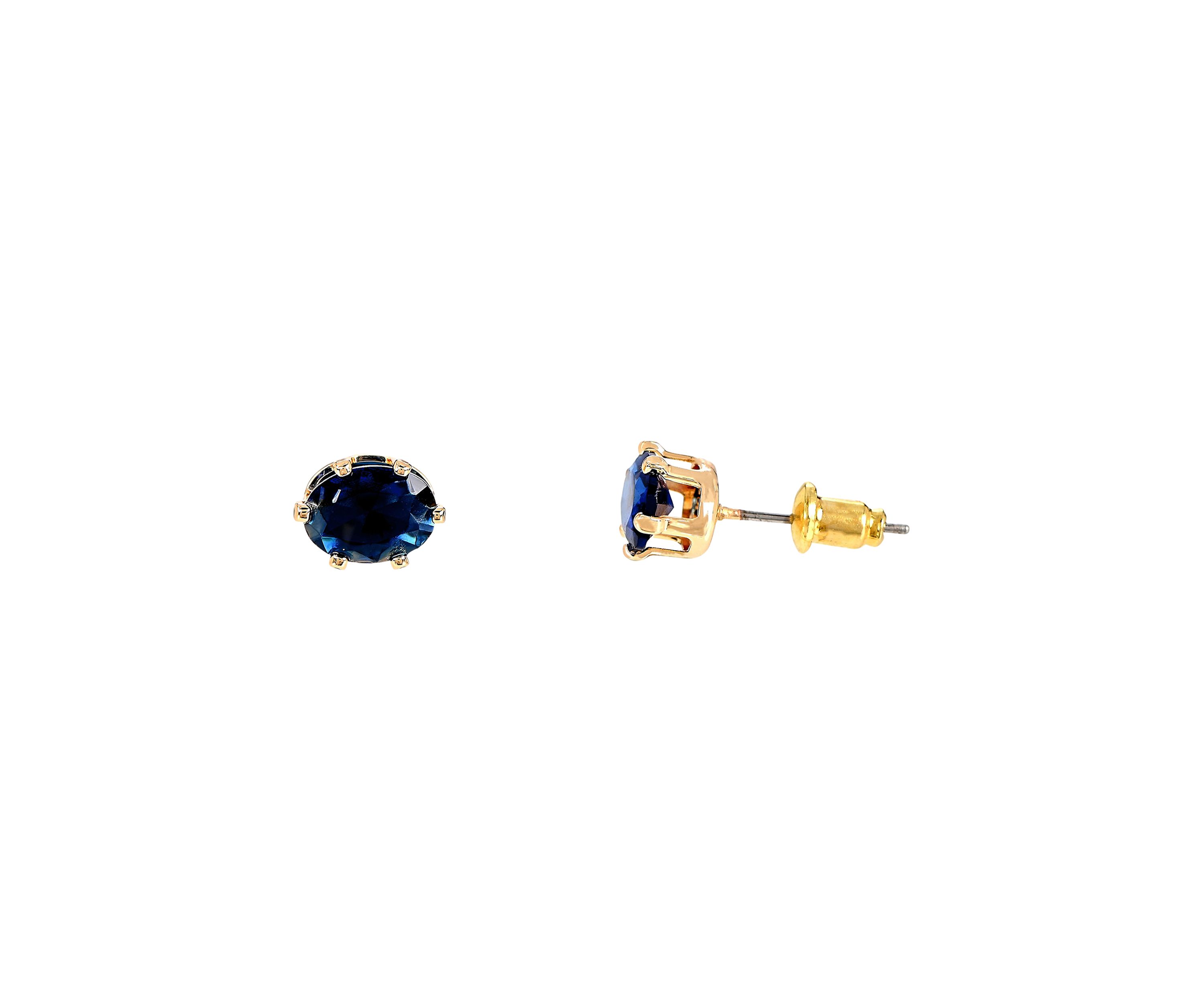 Lab Grown Gold Plated Oval Clear and Blue Cubic Zirconia Necklace and Earring Set 