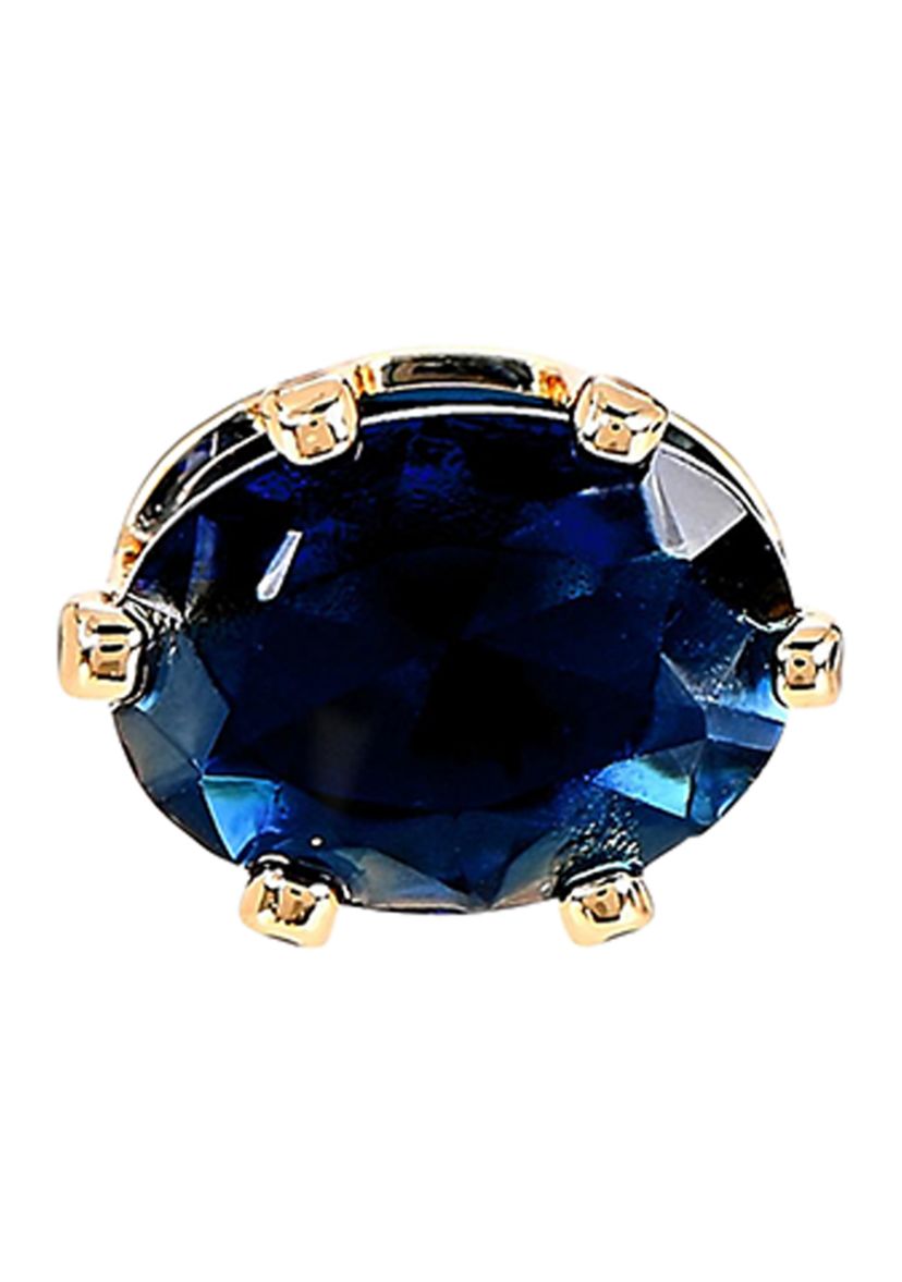 Lab Grown Gold Plated Oval Clear and Blue Cubic Zirconia Necklace and Earring Set 