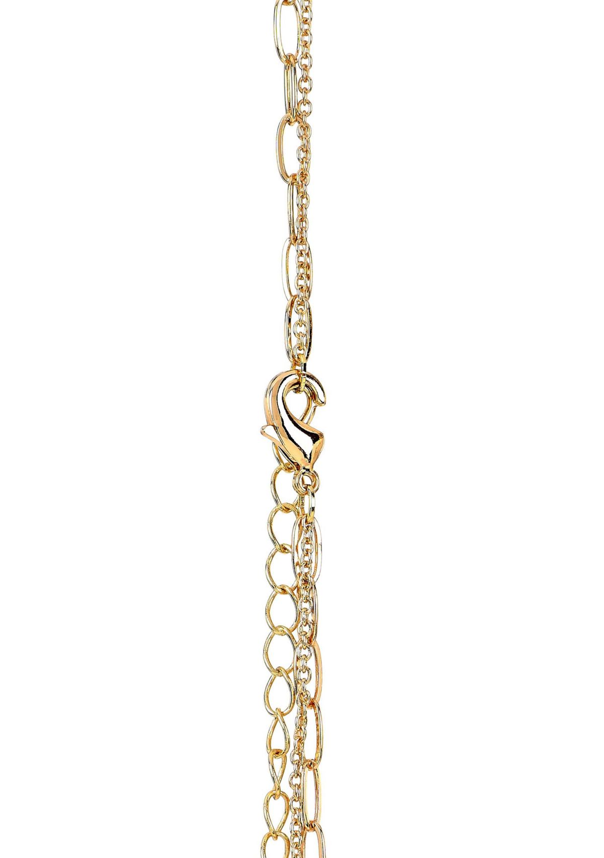 Lab Grown Double Row Gold Plated Necklace with Pear-Shape CZ Studs Set 