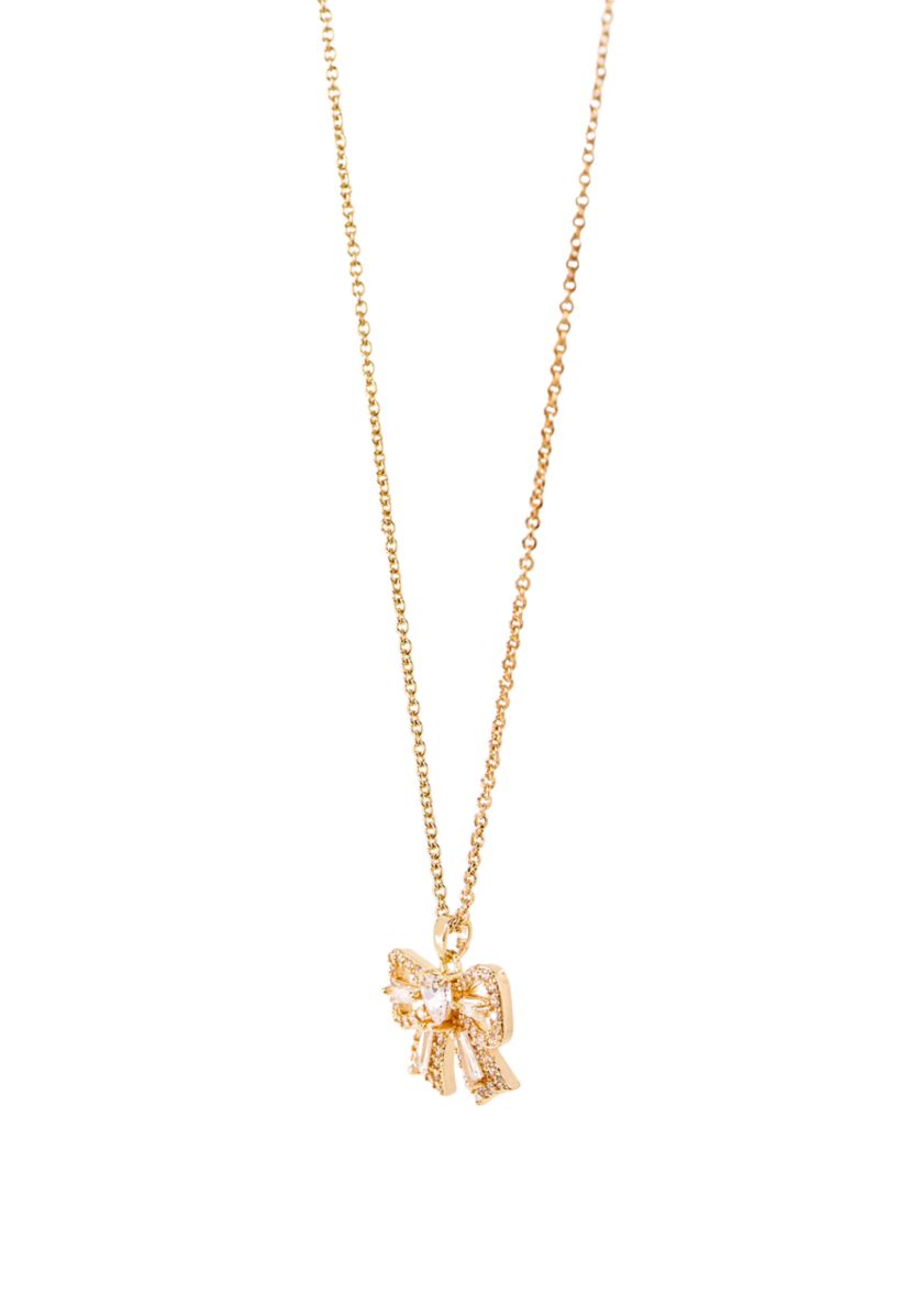 Bow Pendant Necklace and Stud Earring Set