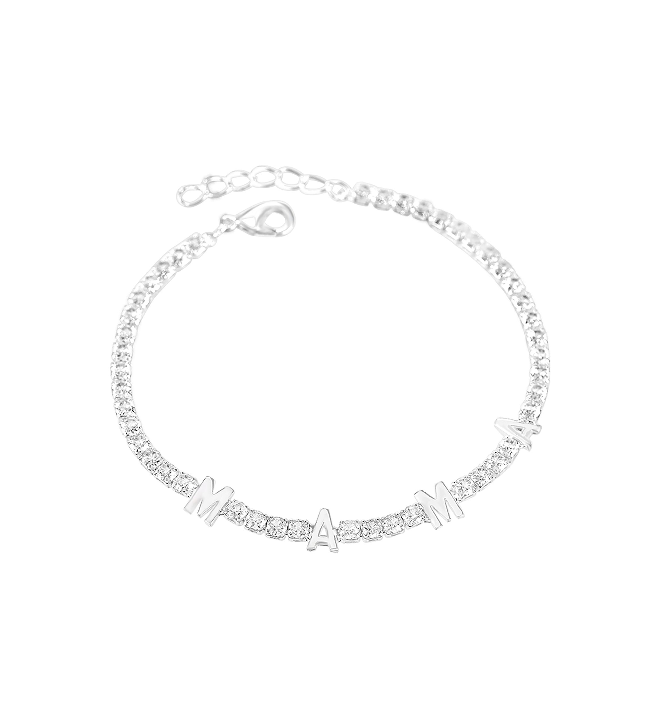 Sterling Silver MAMA Tennis Bracelet