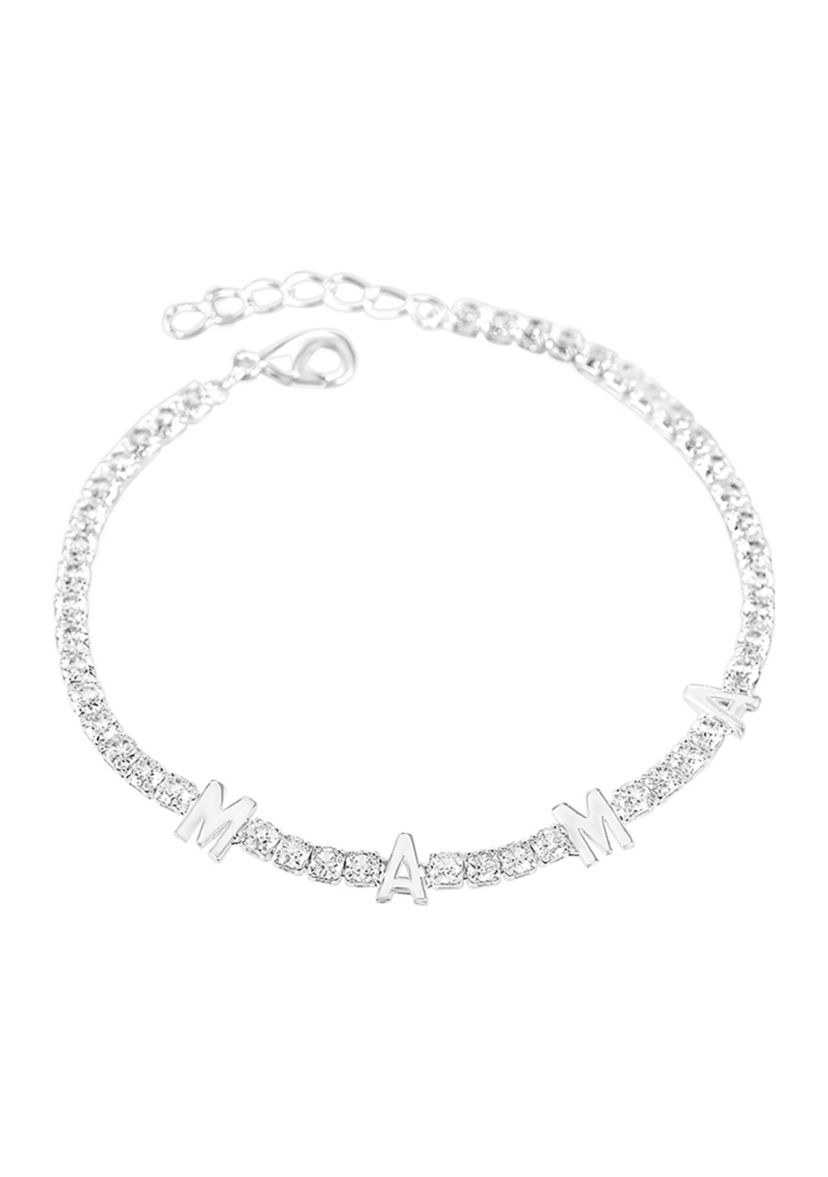 Sterling Silver MAMA Tennis Bracelet