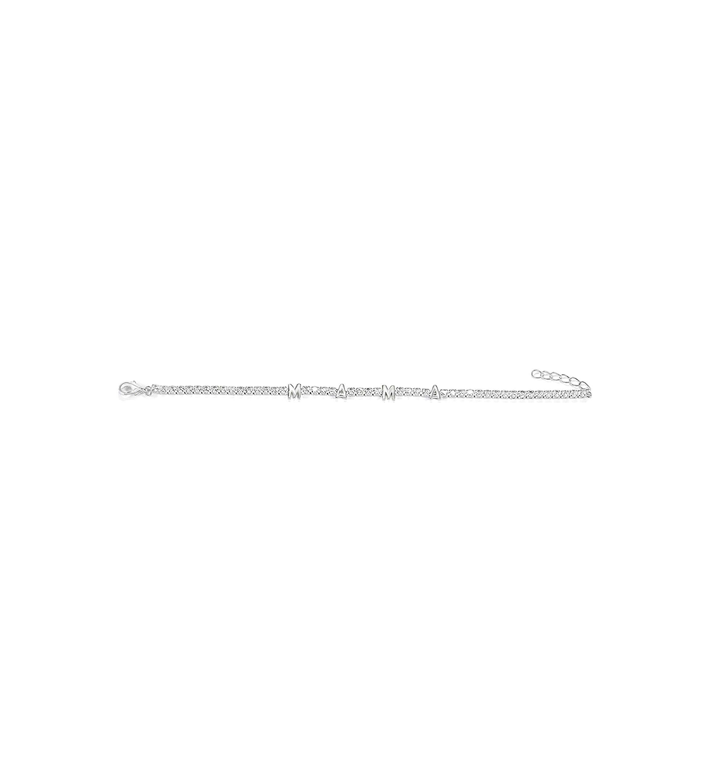Sterling Silver MAMA Tennis Bracelet