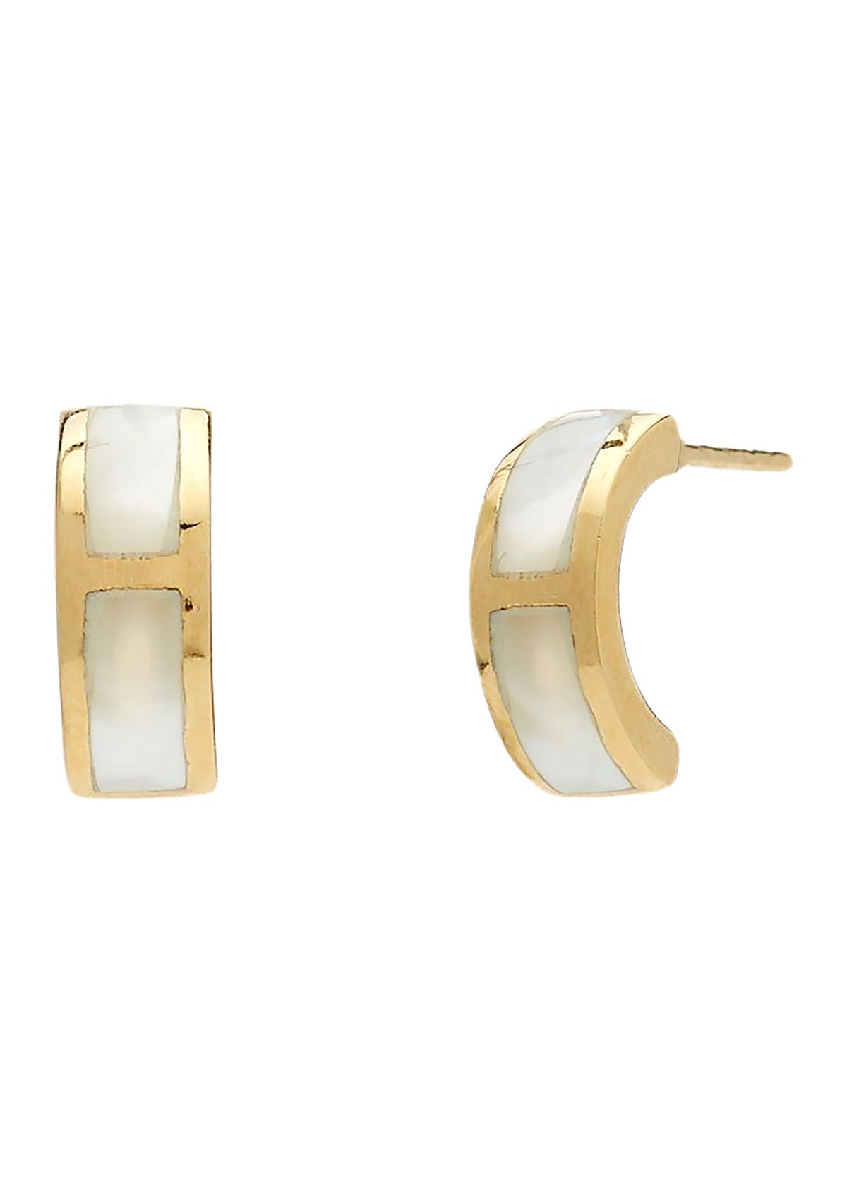 Gold Over Sterling Silver White Hoop Earrings