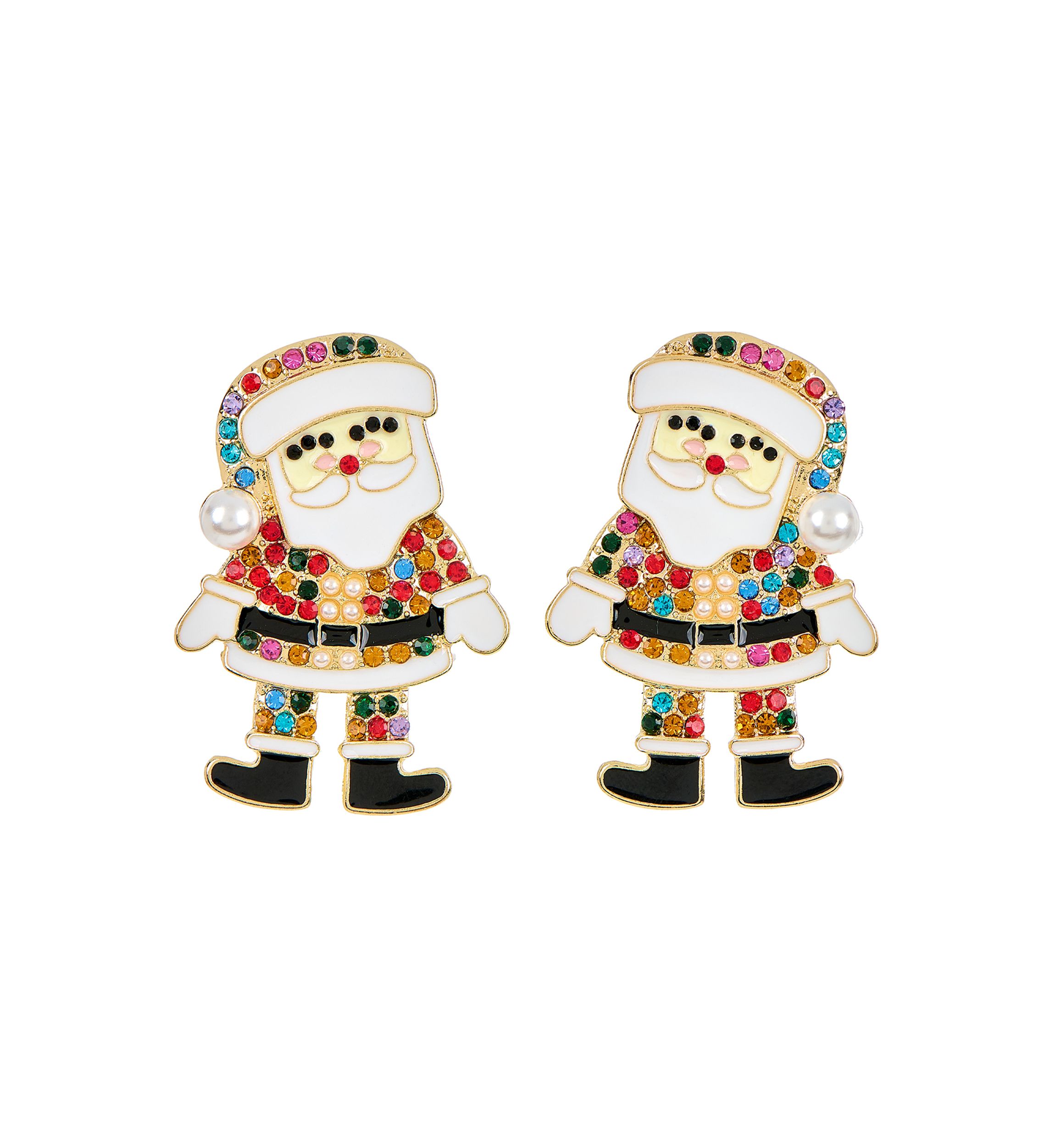 Lab Created Santa Sparkle Multi-Color CZ Holiday Earrings