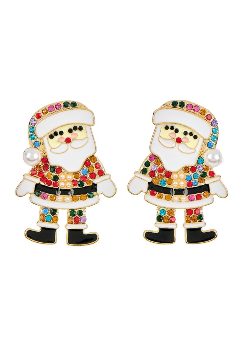 Lab Created Santa Sparkle Multi-Color CZ Holiday Earrings