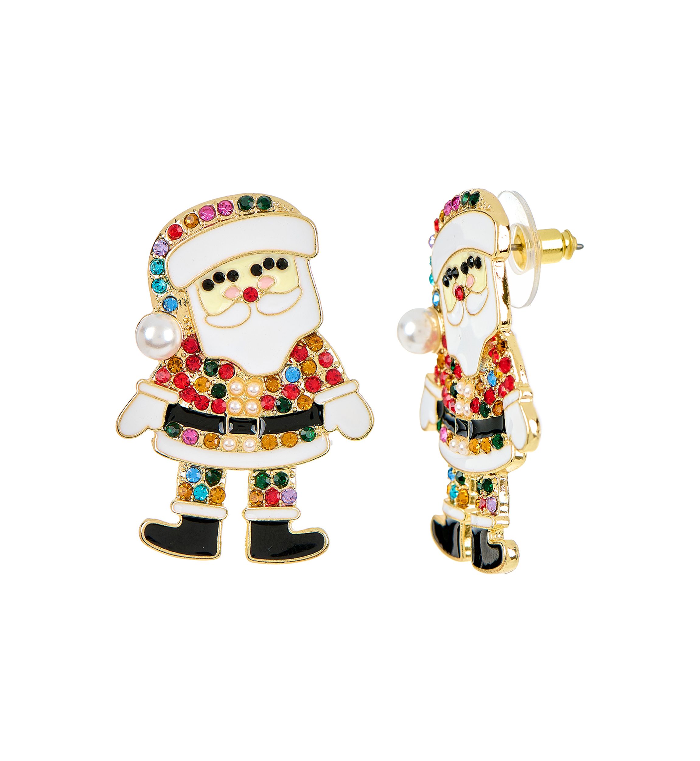 Lab Created Santa Sparkle Multi-Color CZ Holiday Earrings