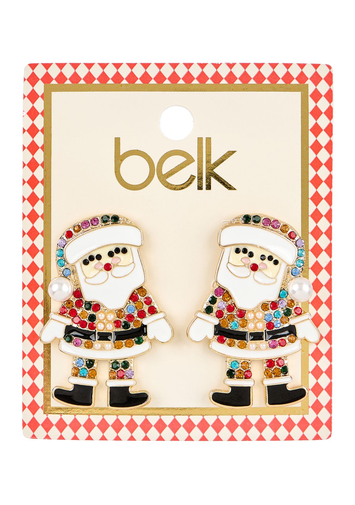 Lab Created Santa Sparkle Multi-Color CZ Holiday Earrings