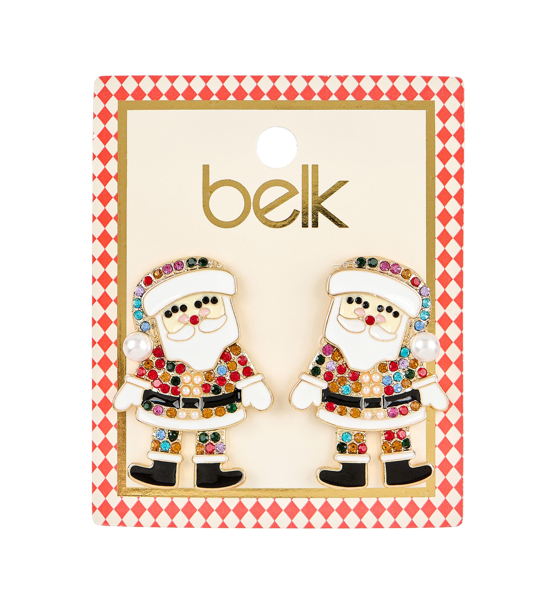 Lab Created Santa Sparkle Multi-Color CZ Holiday Earrings