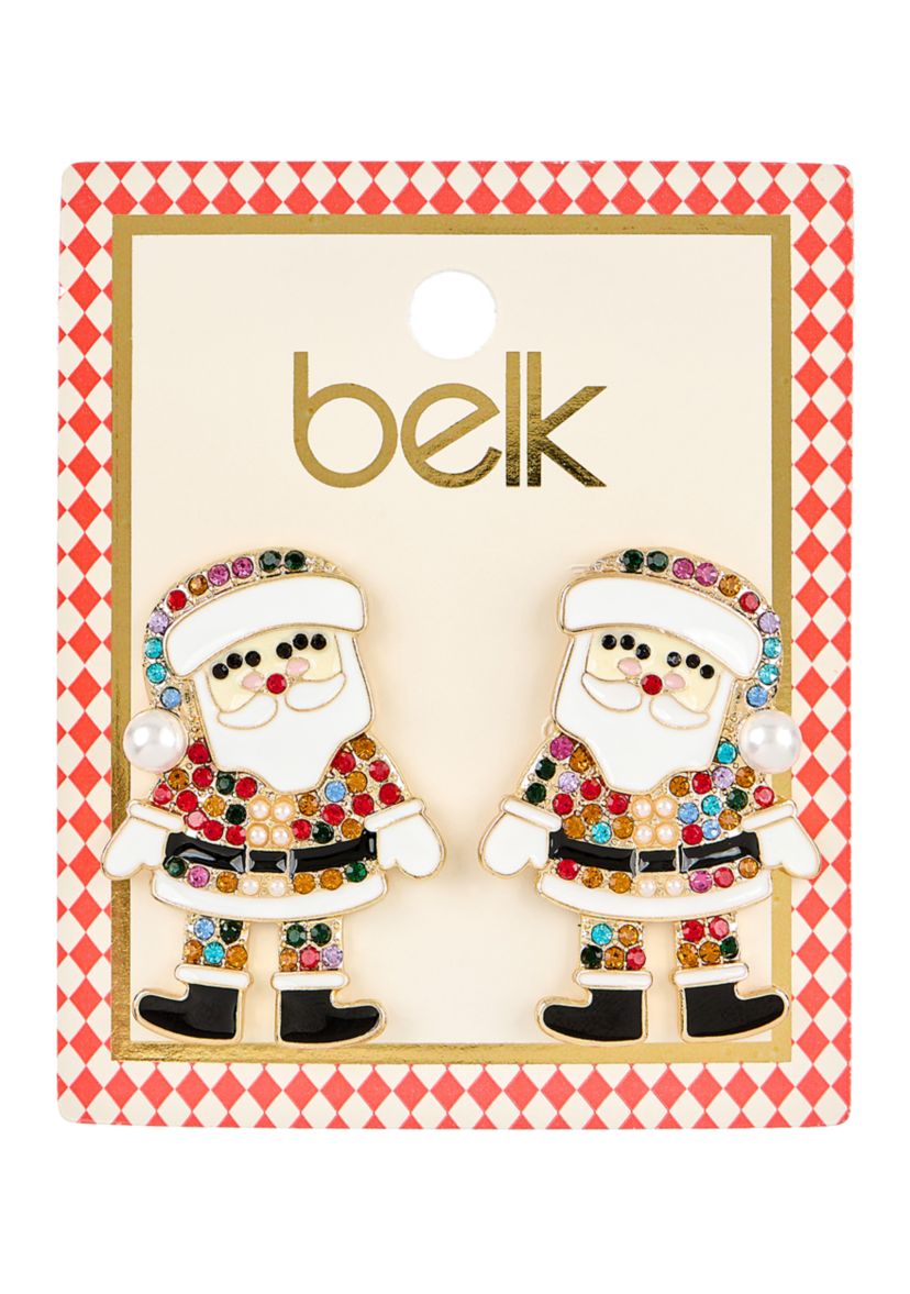 Lab Created Santa Sparkle Multi-Color CZ Holiday Earrings