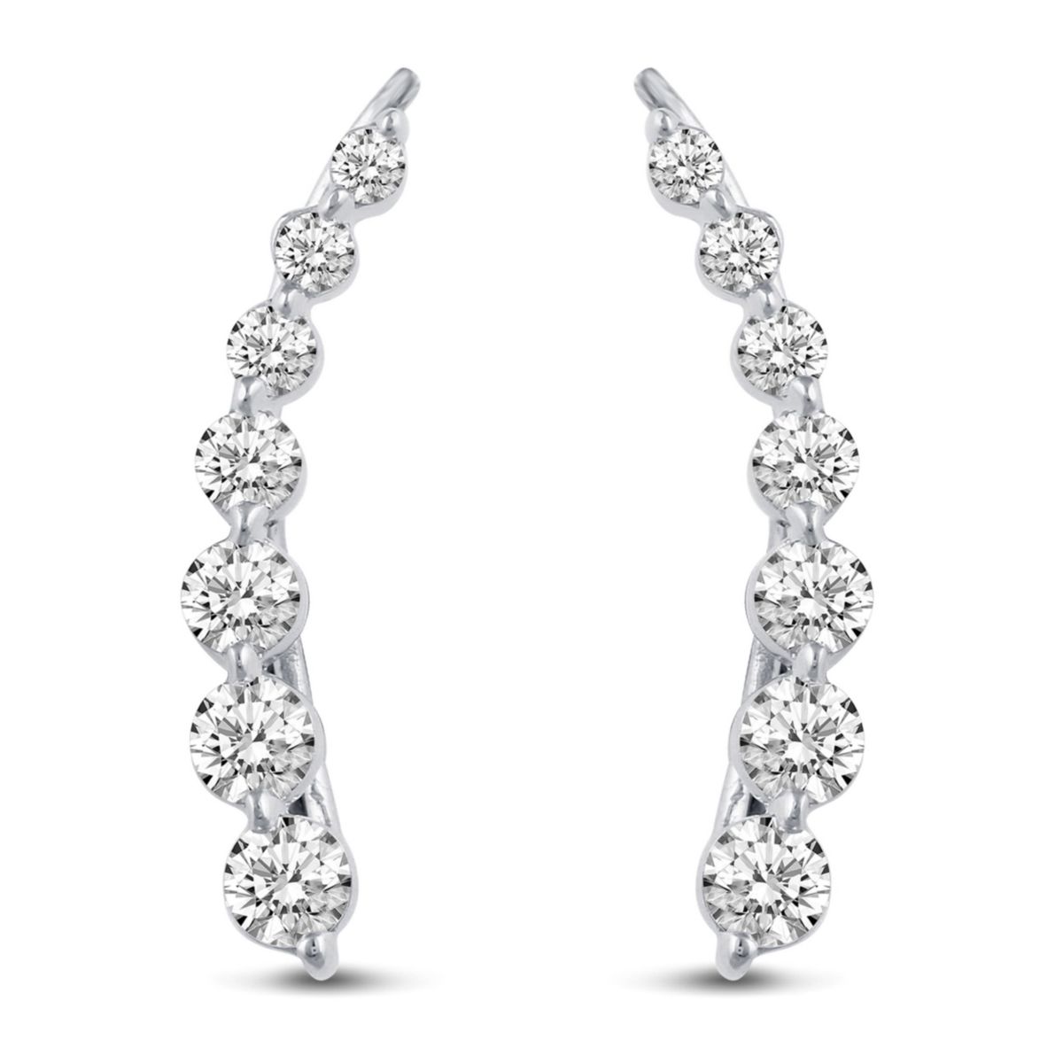 1.50Ctw CZ Ear Jacket Climber Earrings in 925 Sterling Silver Crawler