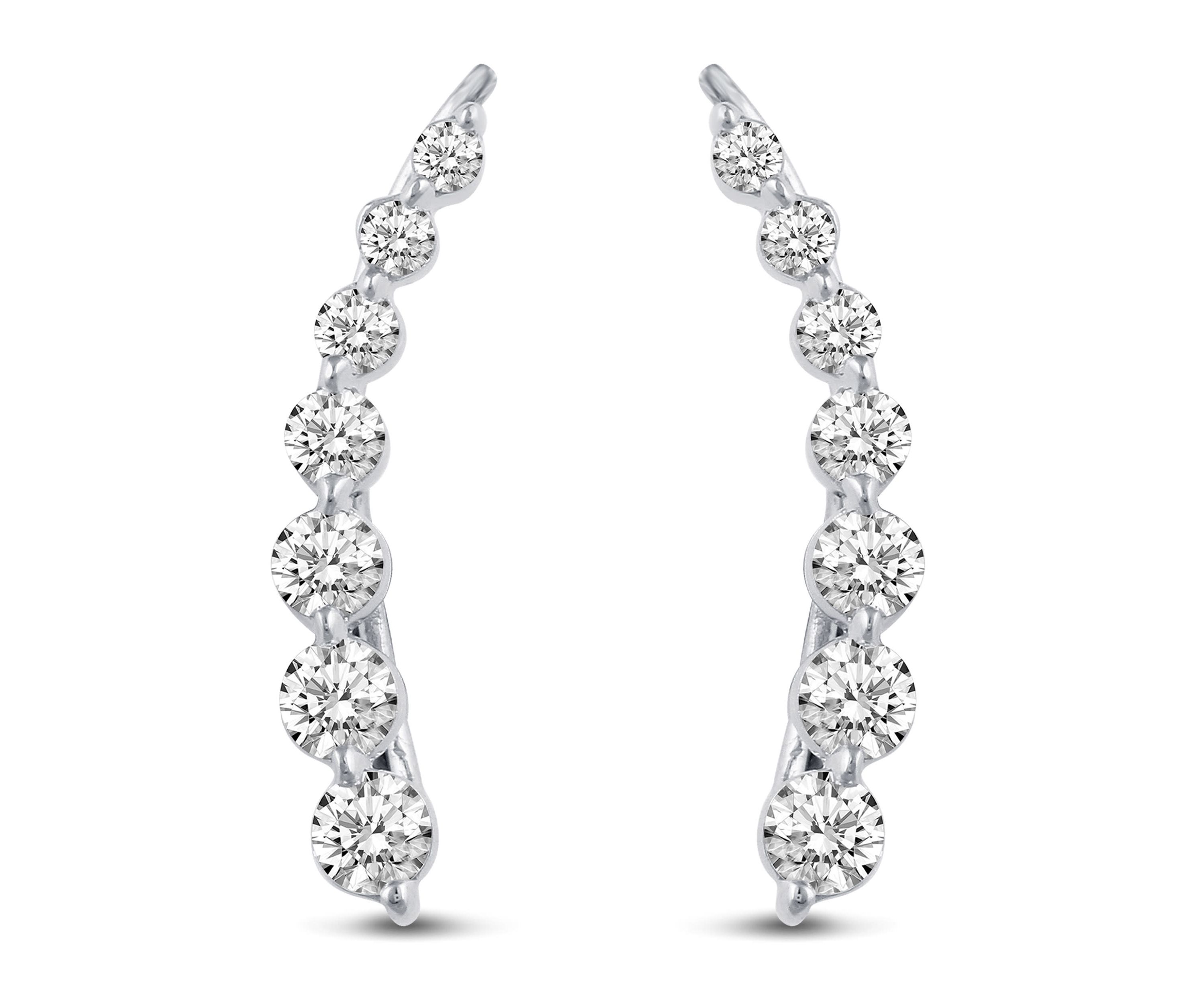 1.50Ctw CZ Ear Jacket Climber Earrings in 925 Sterling Silver Crawler