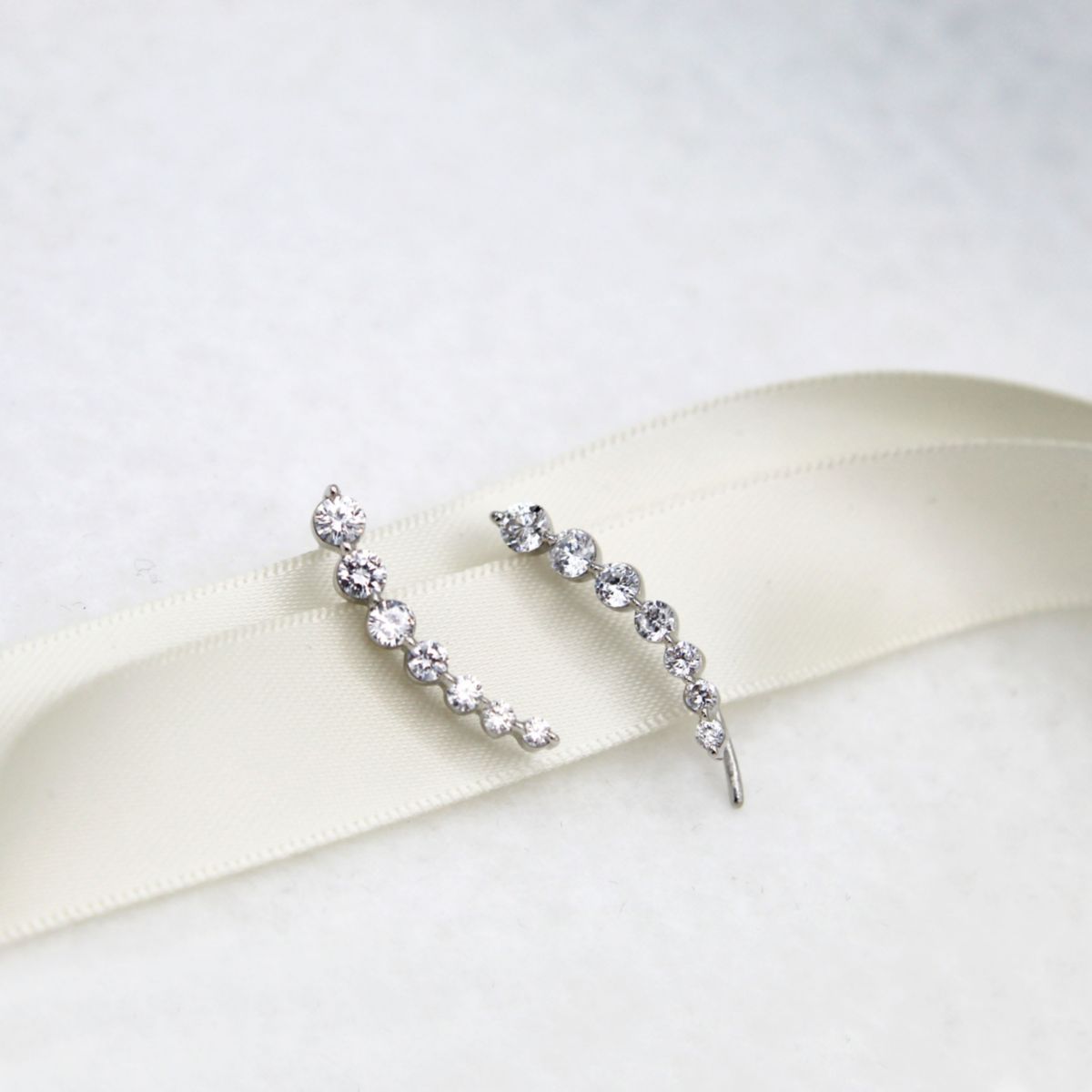 1.50Ctw CZ Ear Jacket Climber Earrings in 925 Sterling Silver Crawler