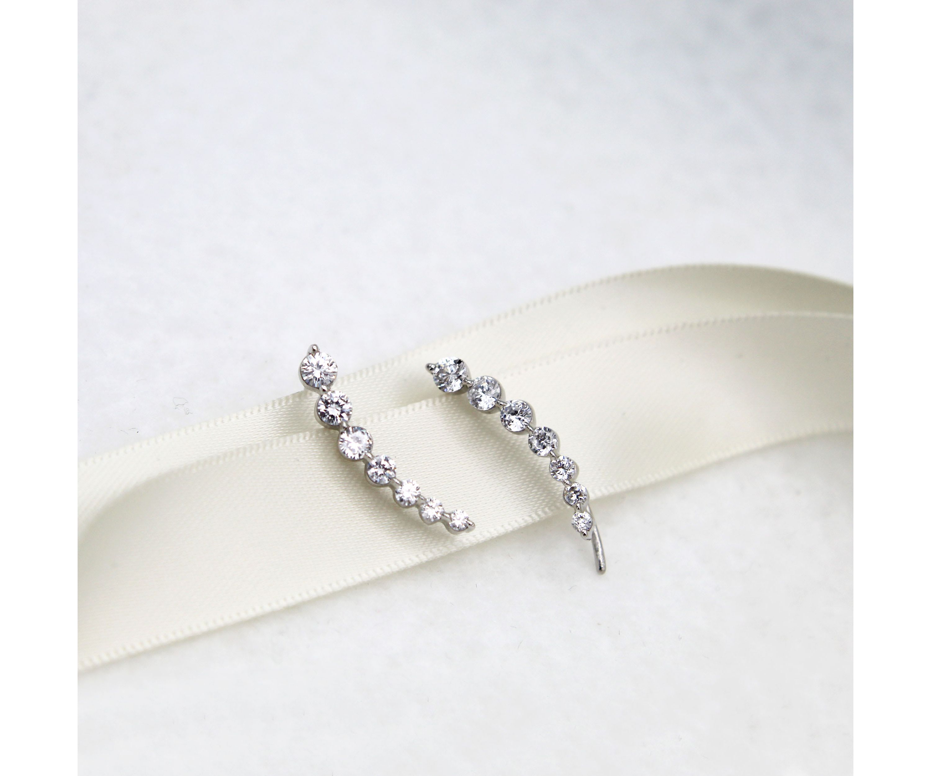 1.50Ctw CZ Ear Jacket Climber Earrings in 925 Sterling Silver Crawler