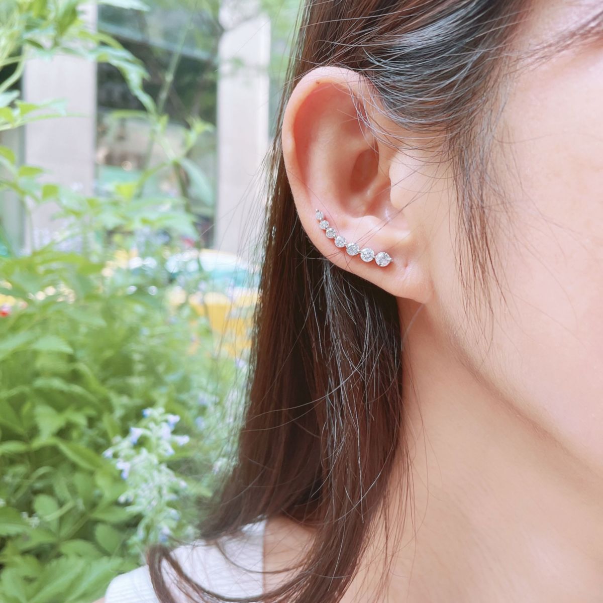 1.50Ctw CZ Ear Jacket Climber Earrings in 925 Sterling Silver Crawler