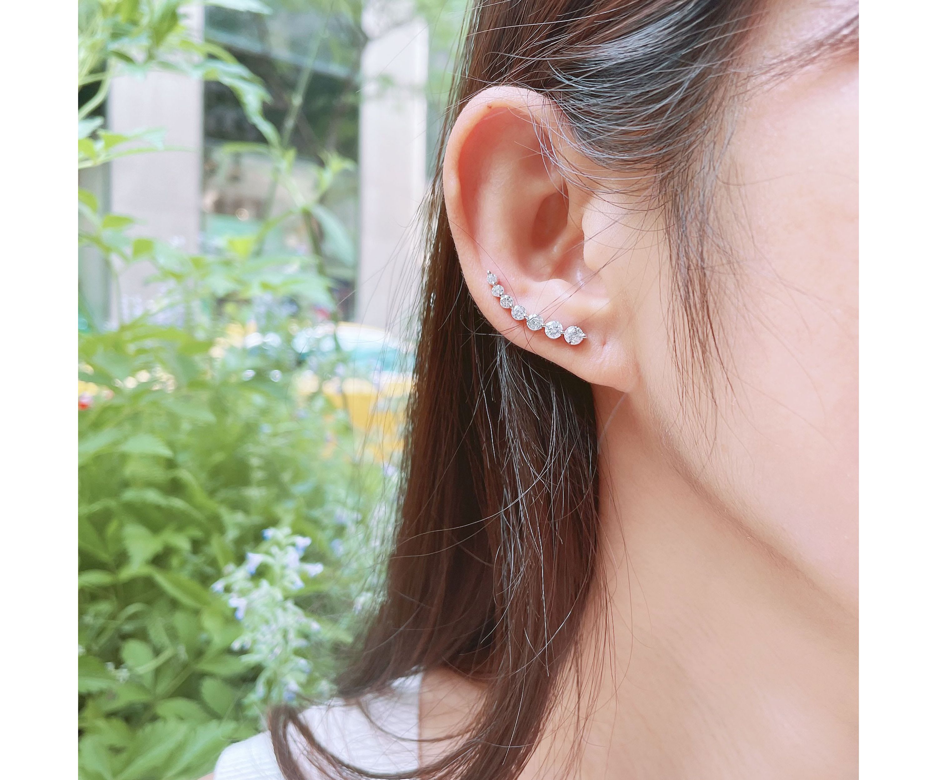 1.50Ctw CZ Ear Jacket Climber Earrings in 925 Sterling Silver Crawler