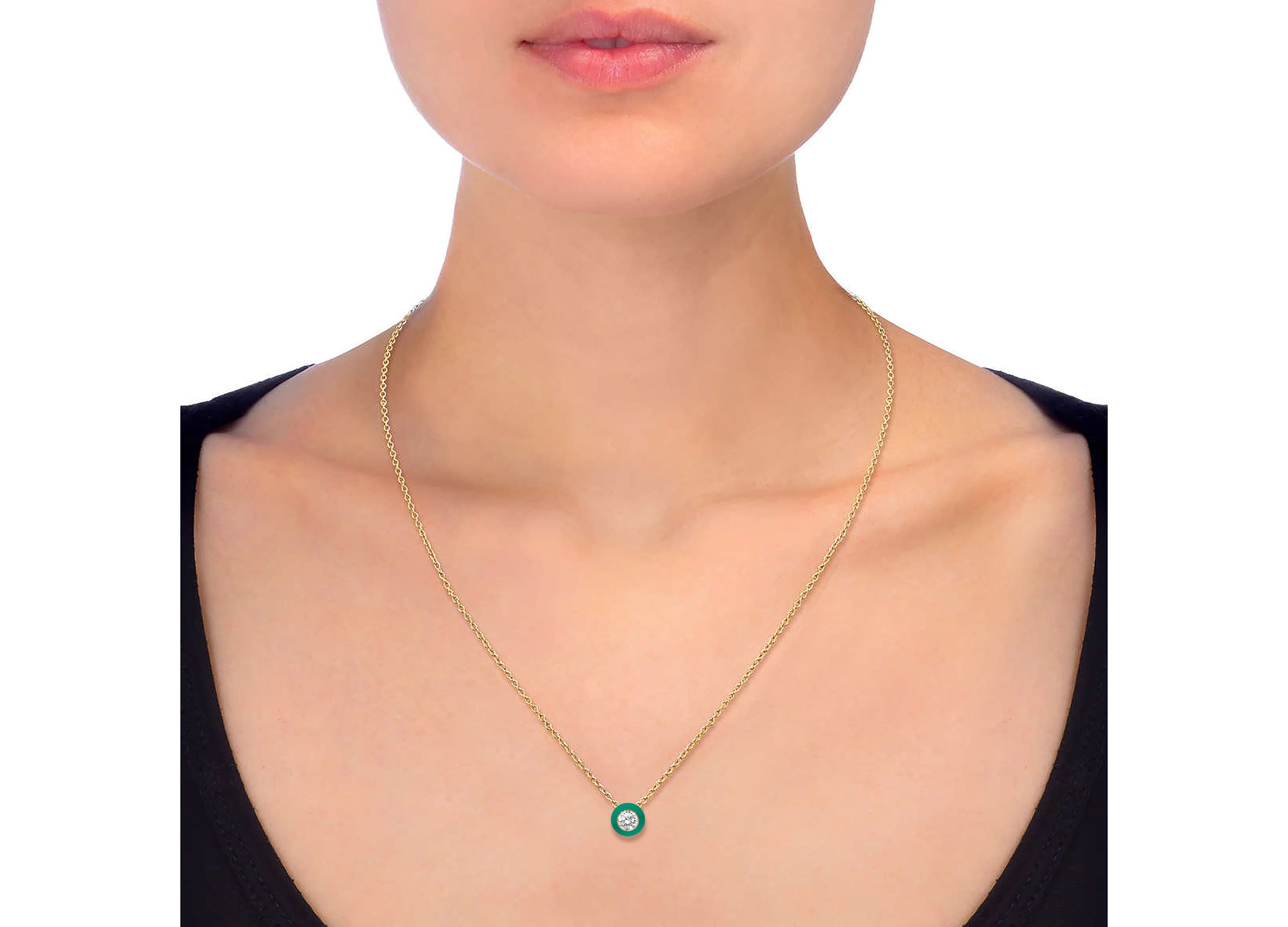 EMERALD Enamel Huggies Stud Earrings Pendant Box Set in 17 Inch Chain + 2in Extender