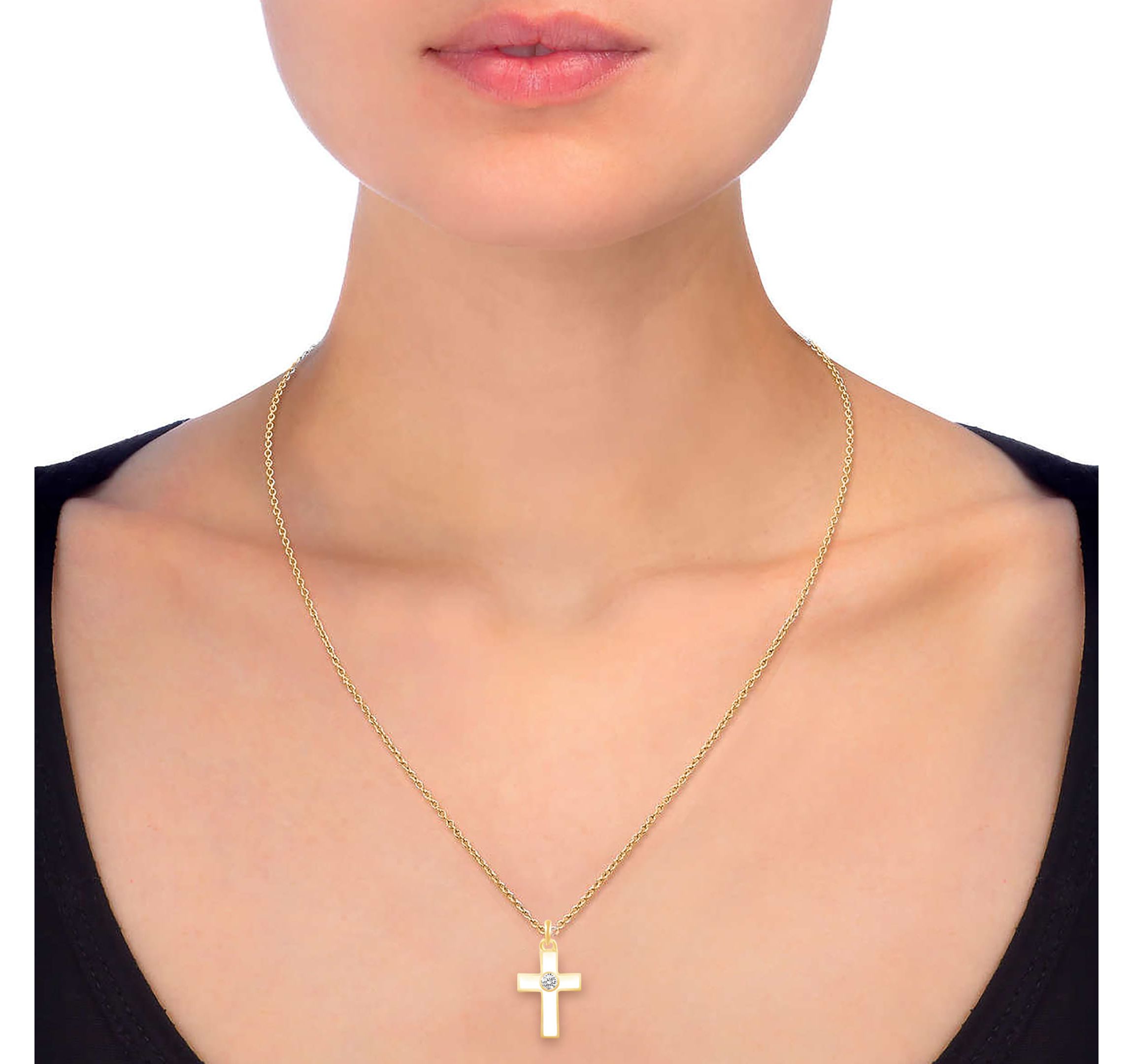 WHITE Enamel Huggies Earrings Cross Pendant Box Set in 17 Inch Chain + 2in Extender