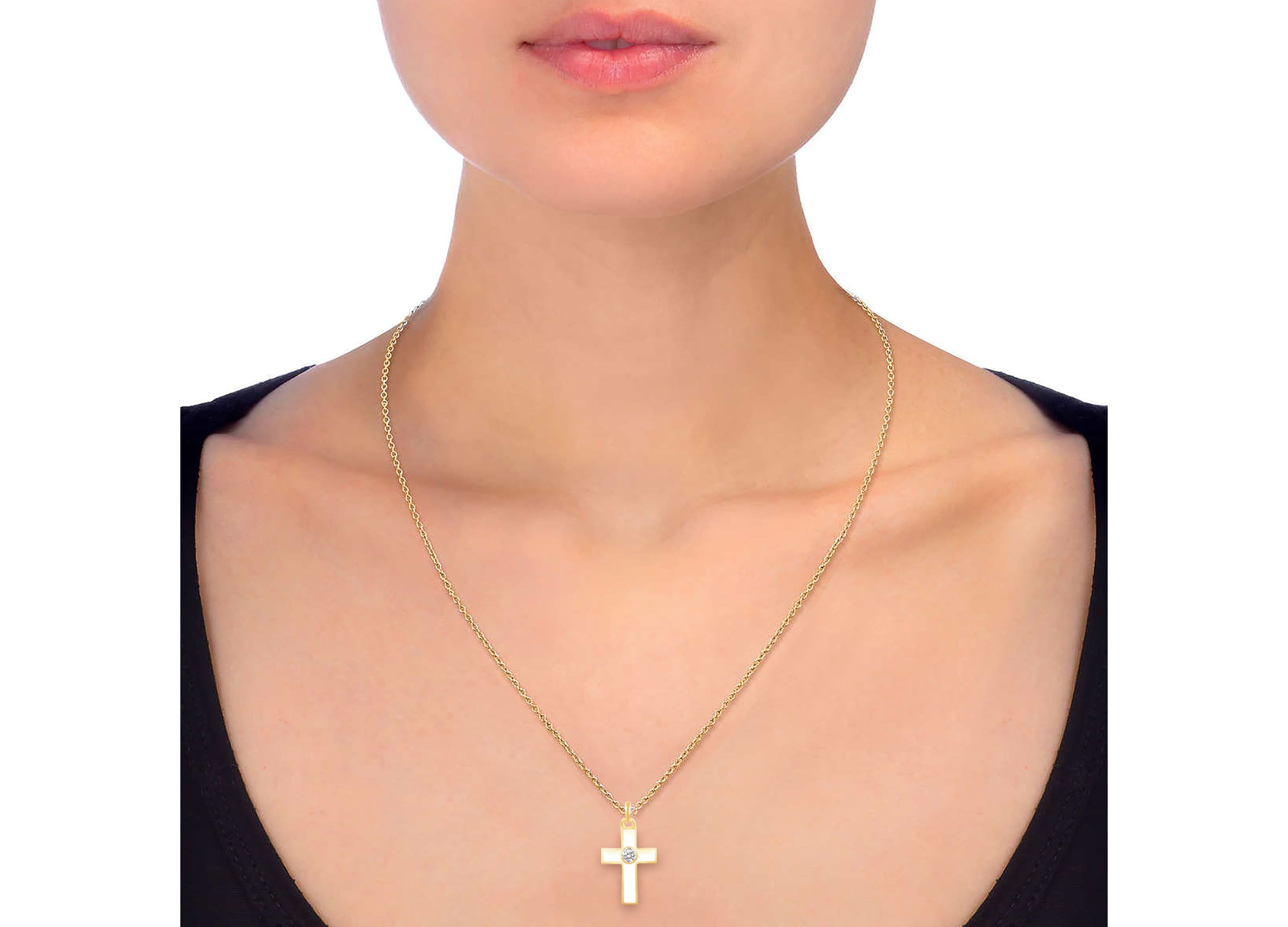 WHITE Enamel Huggies Earrings Cross Pendant Box Set in 17 Inch Chain + 2in Extender