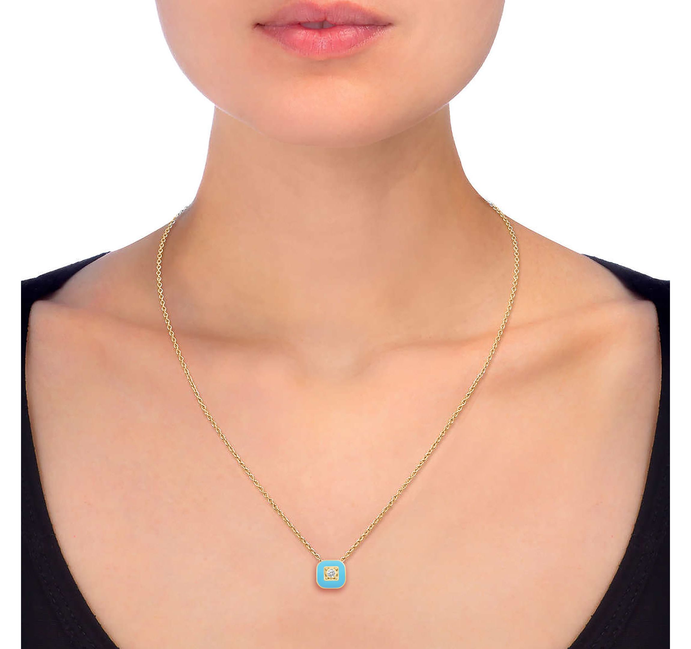 BLUE Enamel Square Earrings Square Pendant Box Set in 17 Inch Chain + 2in Extender