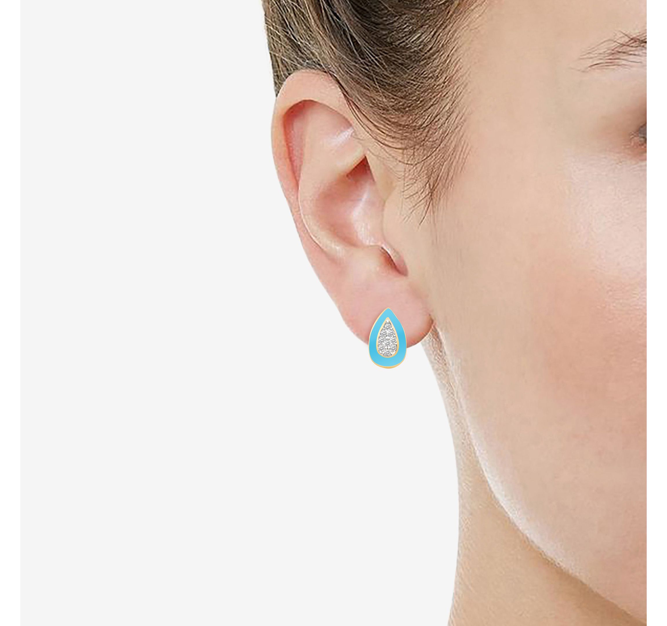 BLUE Enamel Pear shape Earrings Pear shape Pendant Box Set in 17 Inch Chain + 2in Extender