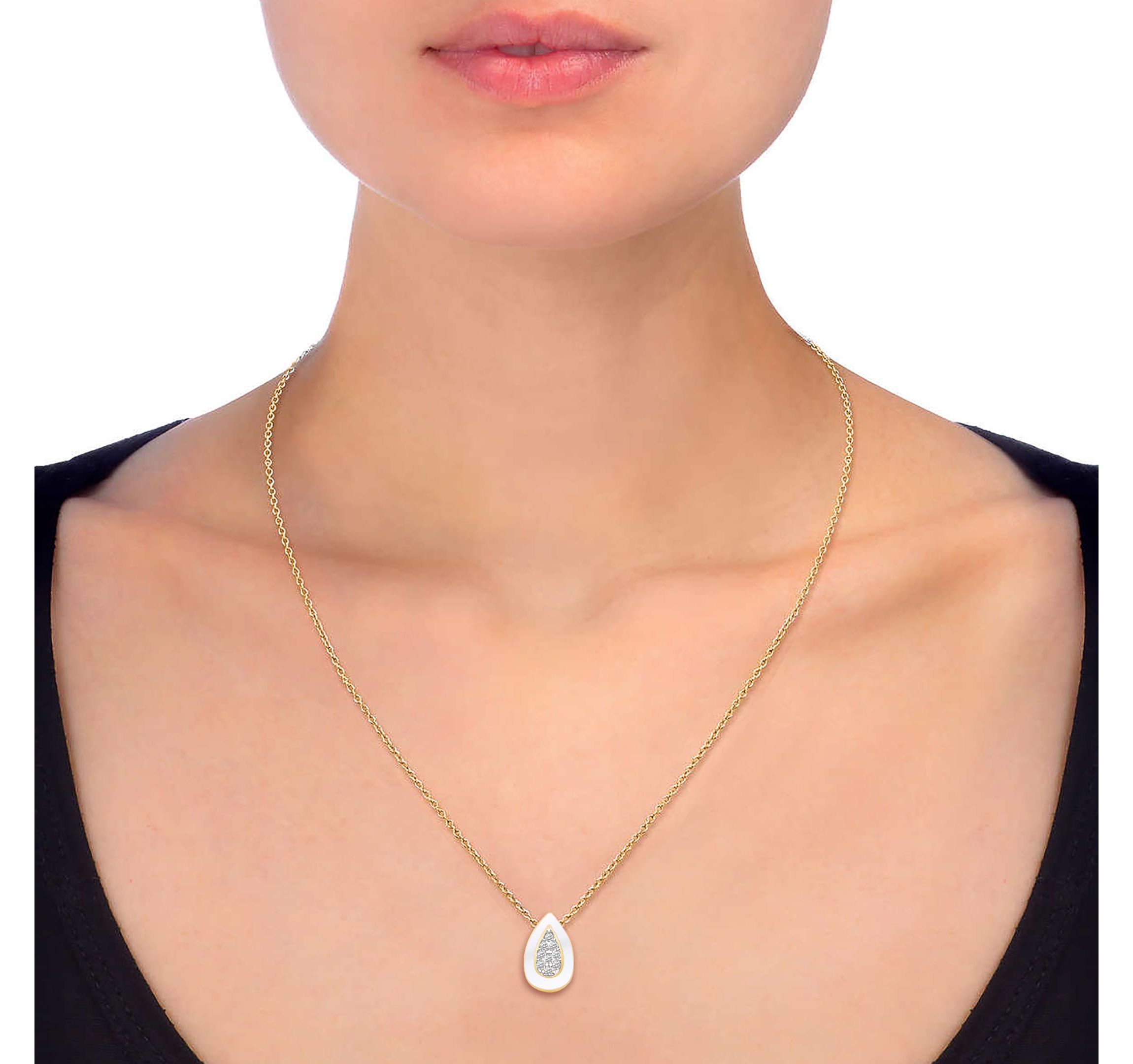 White Enamel Pear Shape Earrings and Pendant Set