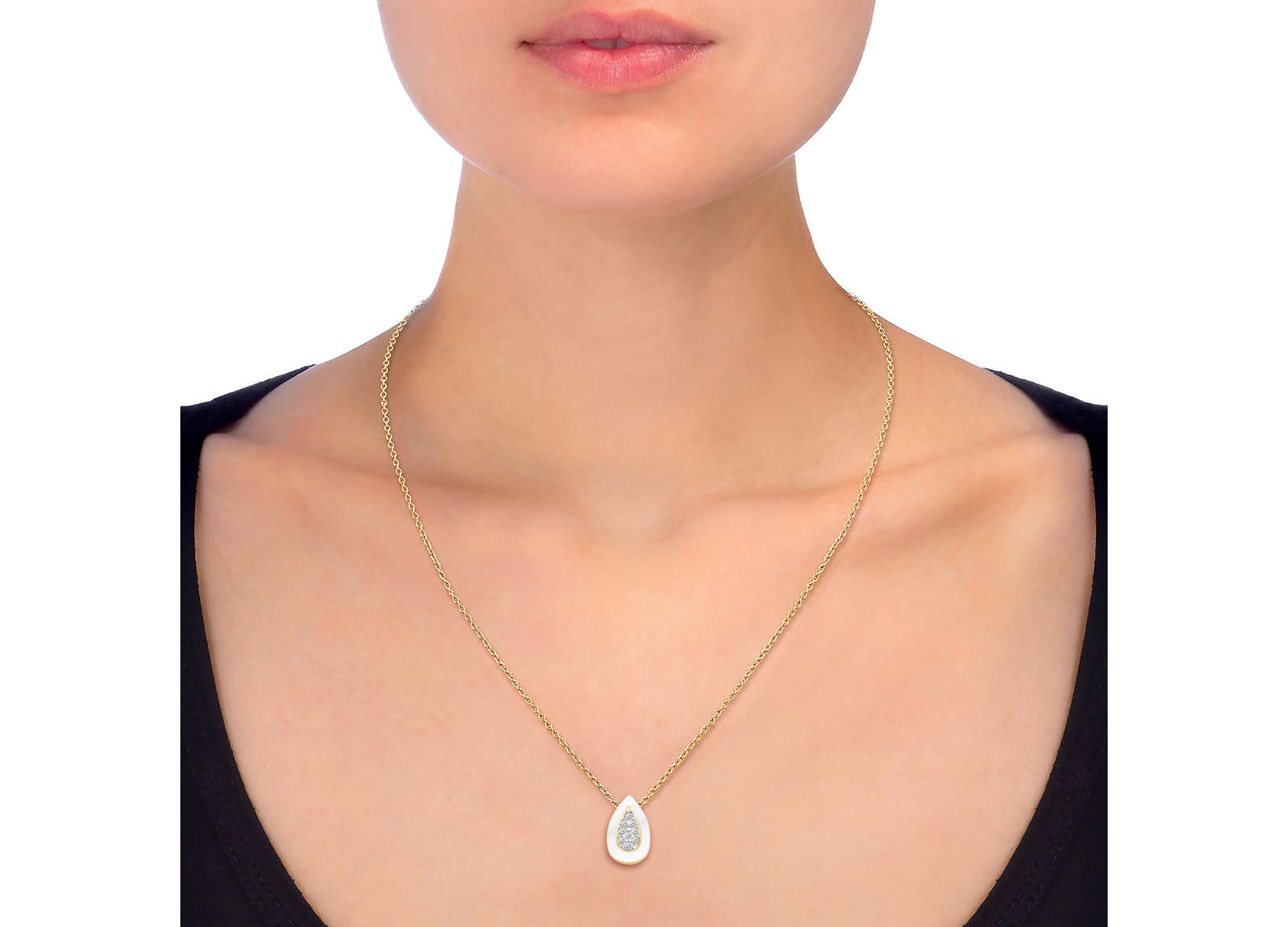 White Enamel Pear Shape Earrings and Pendant Set