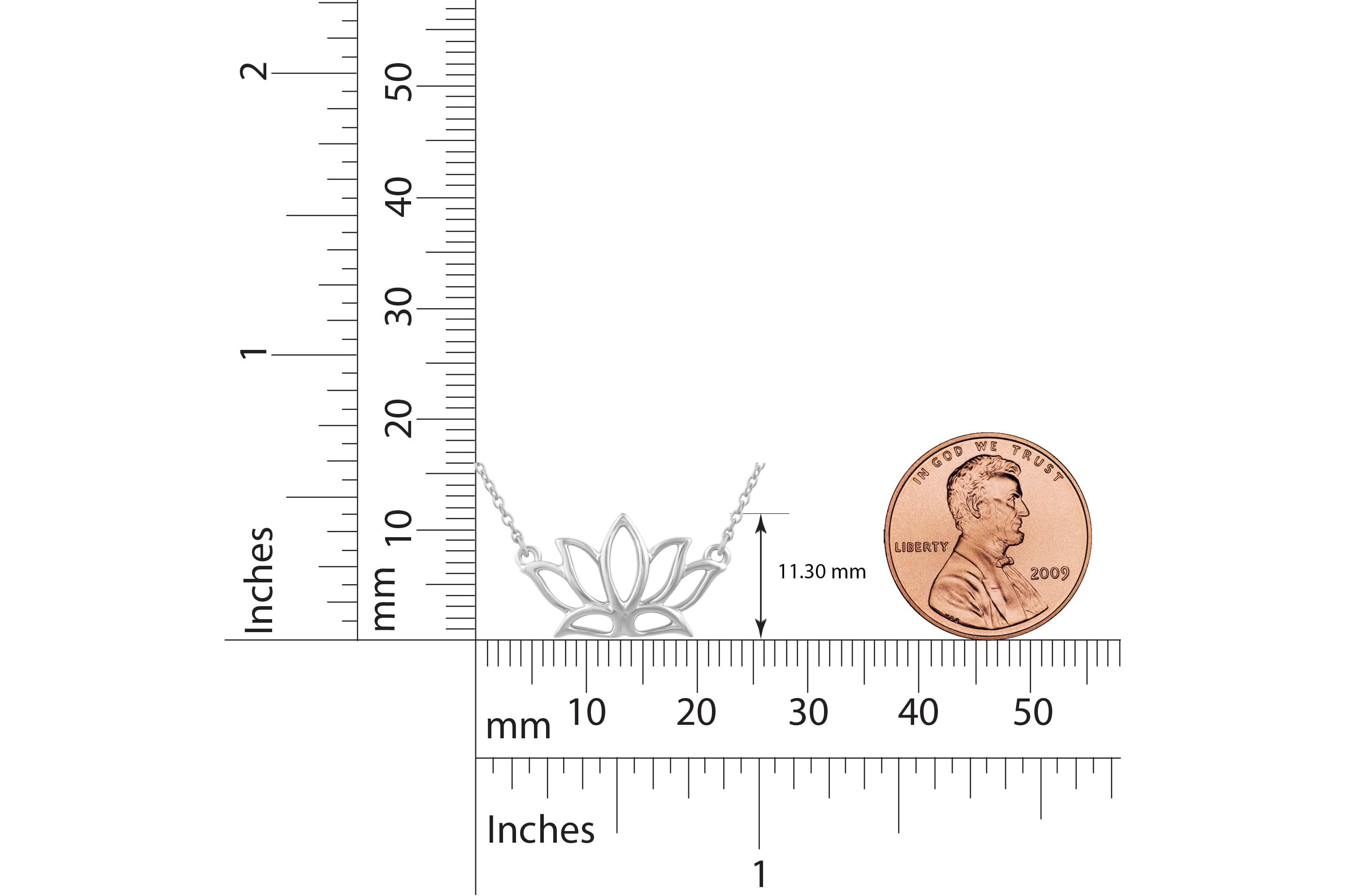 Tiny Lotus Flower Charm Necklace Pendant in 925 Sterling Silver with 18 inch Cable Chain
