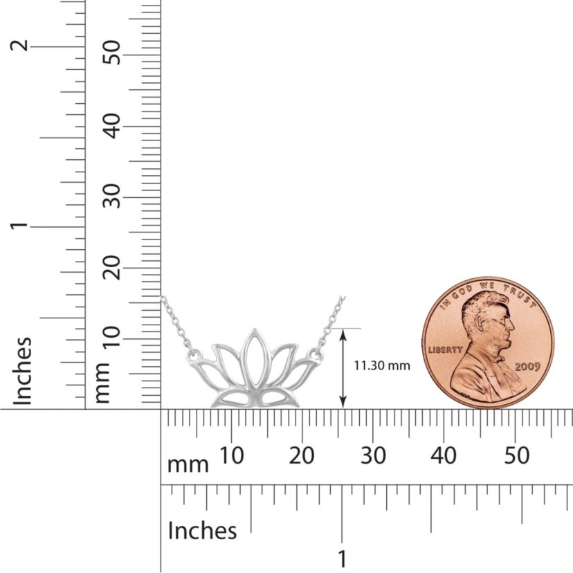 Tiny Lotus Flower Charm Necklace Pendant in 925 Sterling Silver with 18 inch Cable Chain