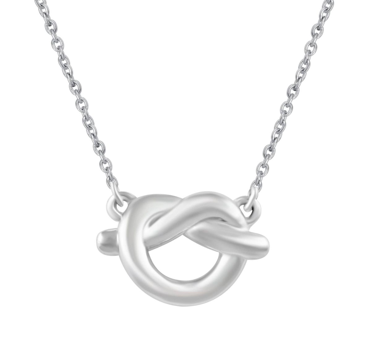 Tiny Knot Heart Charm Necklace Pendant in 925 Sterling Silver with 18 inch Cable Chain