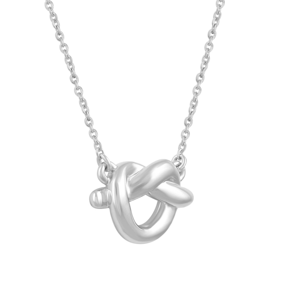 Tiny Knot Heart Charm Necklace Pendant in 925 Sterling Silver with 18 inch Cable Chain