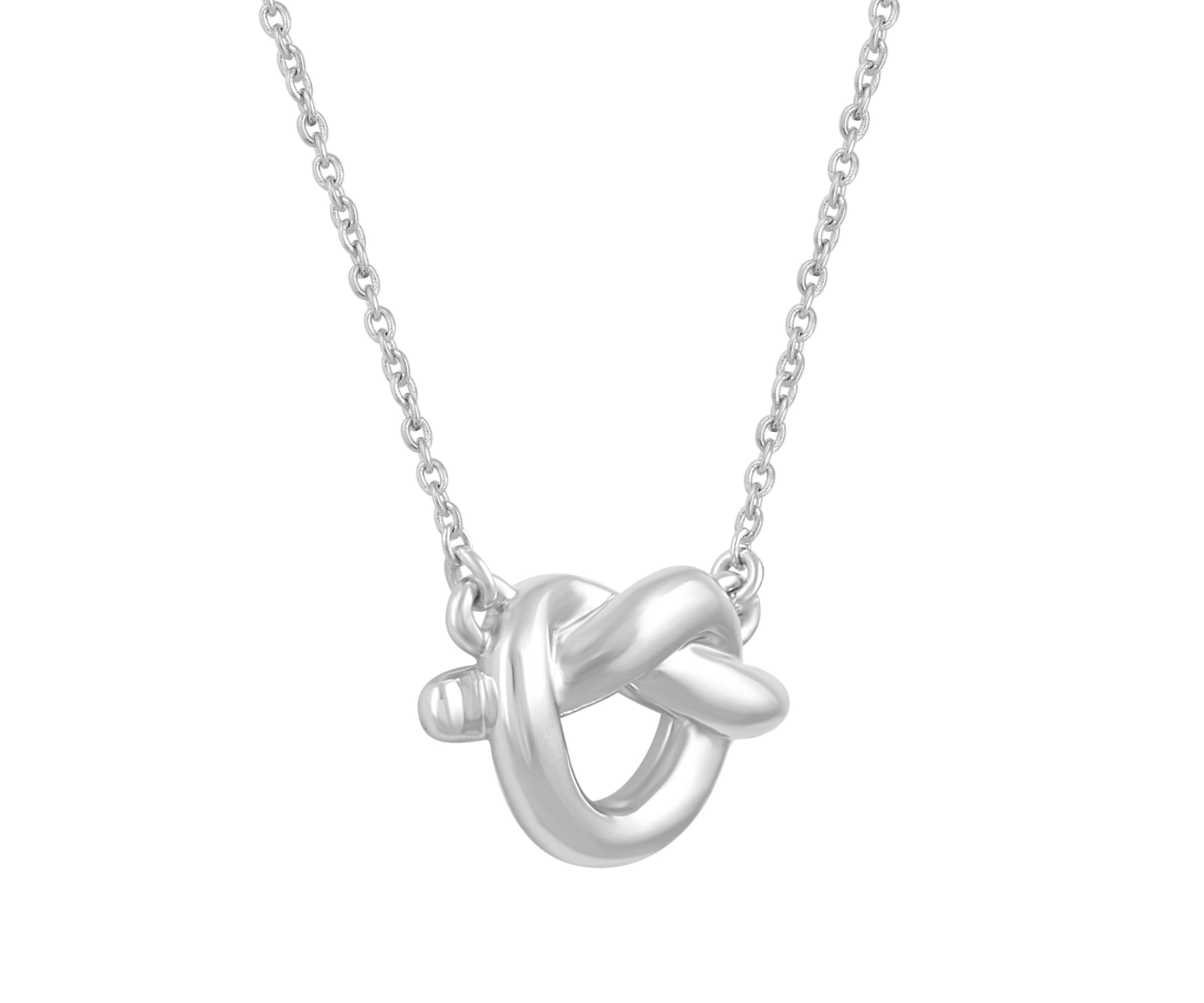 Tiny Knot Heart Charm Necklace Pendant in 925 Sterling Silver with 18 inch Cable Chain