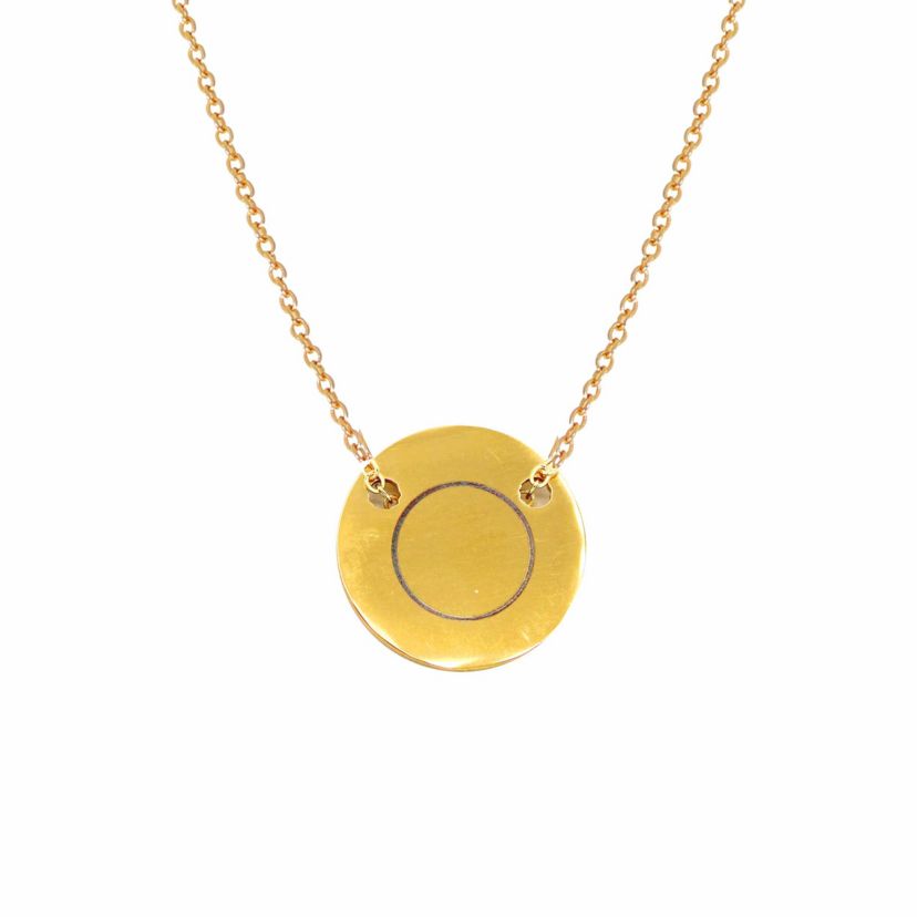CIRCLE Sugar Honeycomb Pendant in 925 Sterling Silver Gold Plating with 18 inch Cable Chain