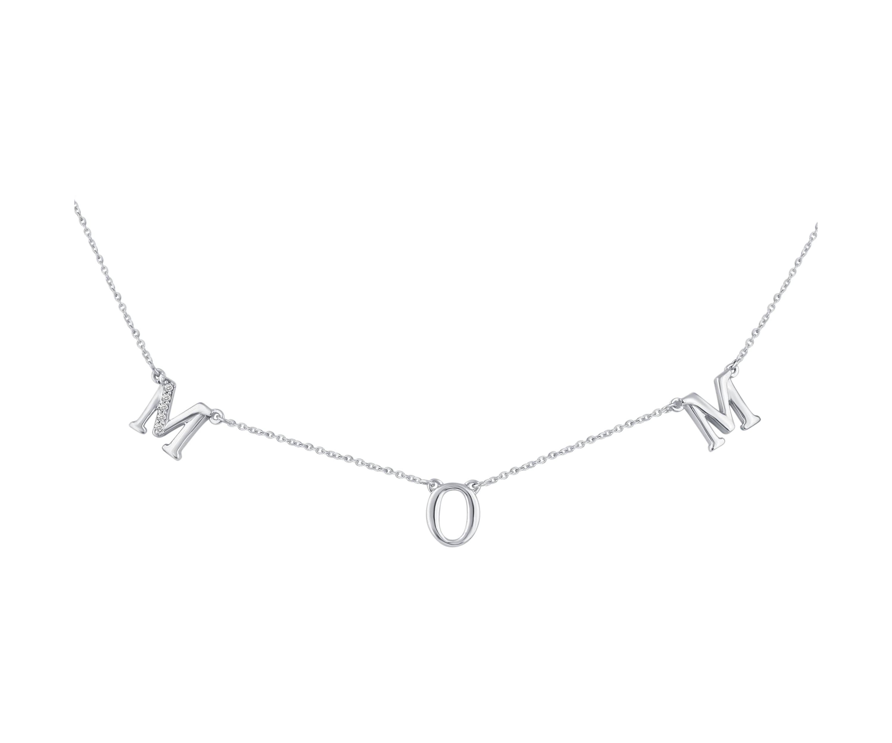1/20Ctw MOM Pendant in 925 Sterling Silver Cubic Zirconia with 18 inch Cable Chain