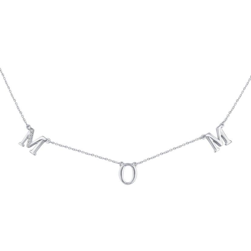 1/20Ctw MOM Pendant in 925 Sterling Silver Cubic Zirconia with 18 inch Cable Chain