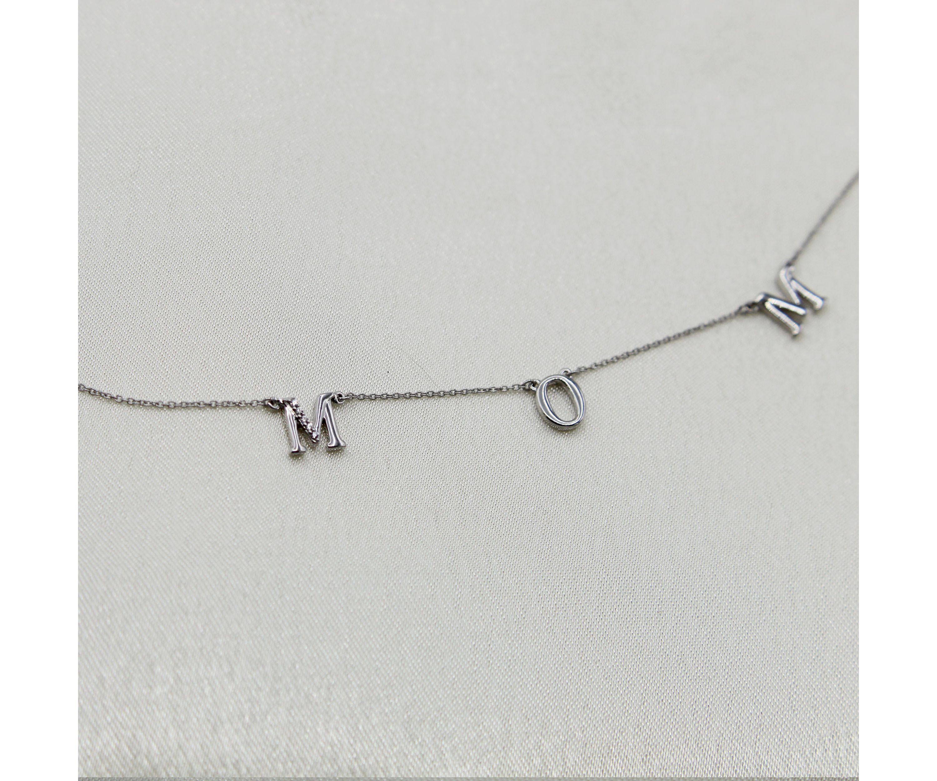 1/20Ctw MOM Pendant in 925 Sterling Silver Cubic Zirconia with 18 inch Cable Chain