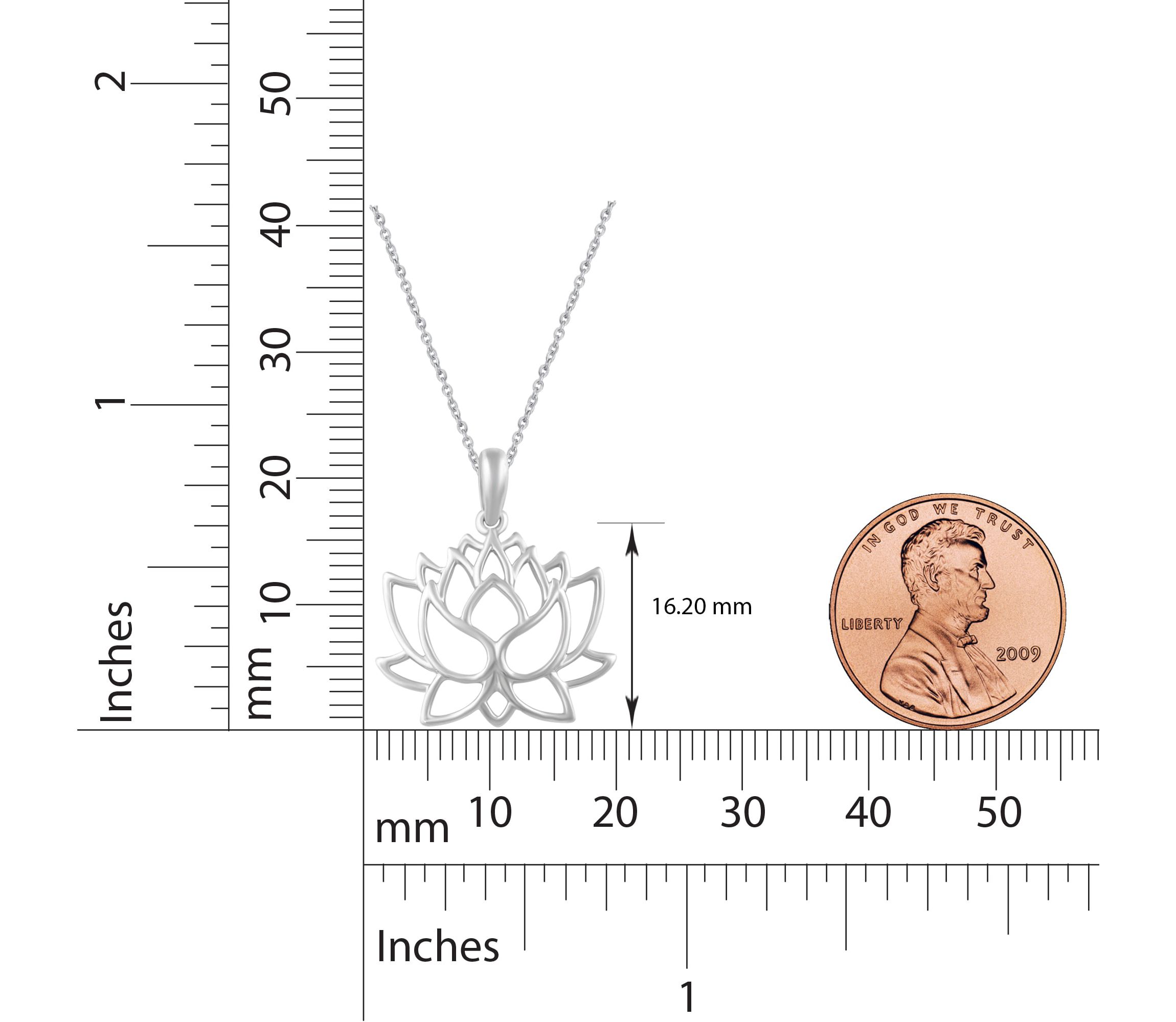 Open Lotus Flower Charm Necklace Pendant in 925 Sterling Silver