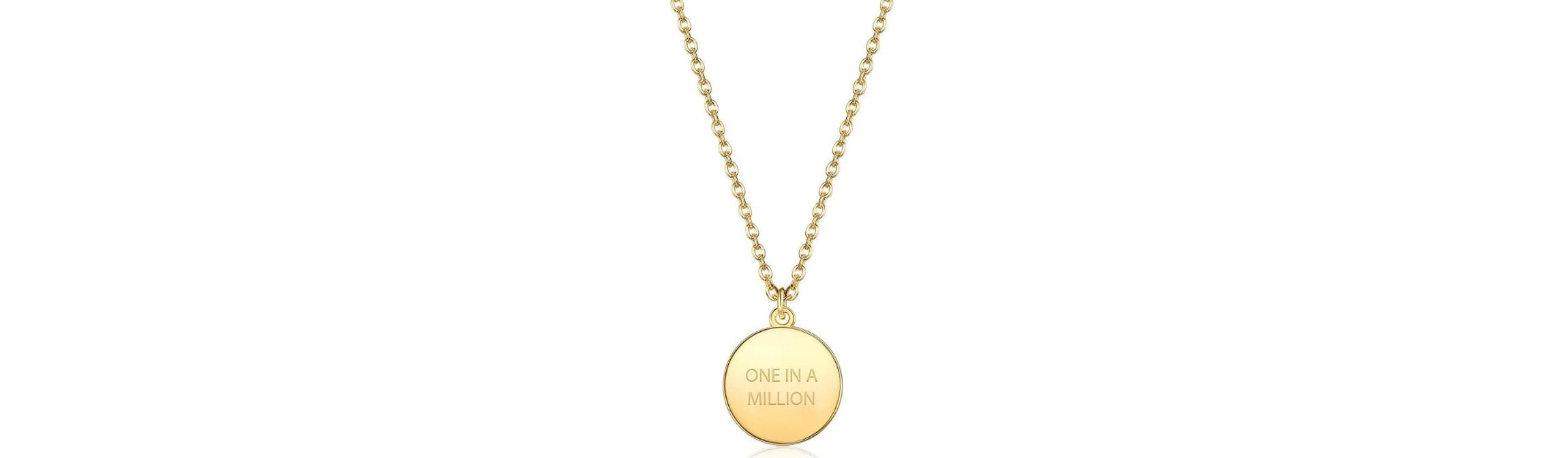 Initial Disc ONE IN A MILLION Pendant Necklace Gold Plating 18 Inch Chain + 2in Extender