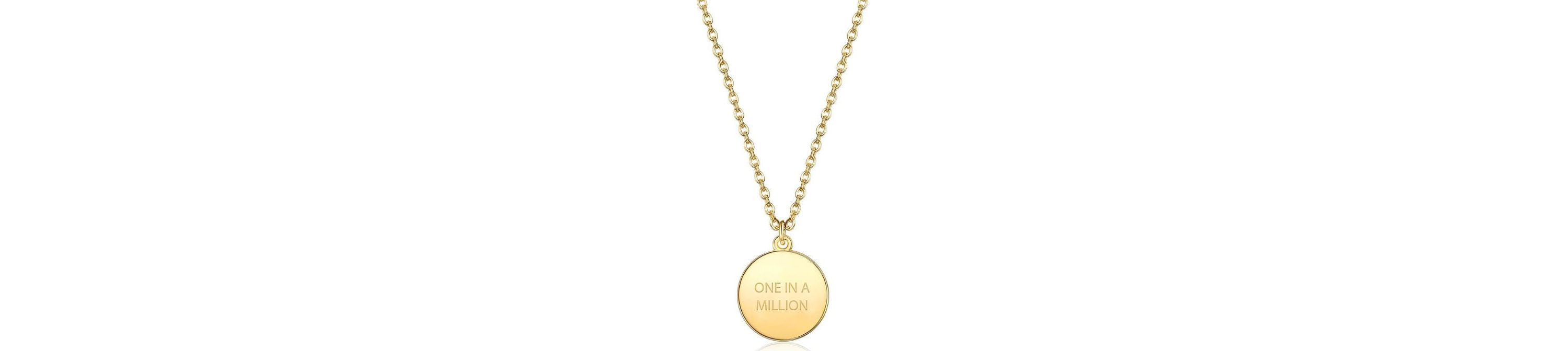Initial Disc ONE IN A MILLION Pendant Necklace Gold Plating 18 Inch Chain + 2in Extender