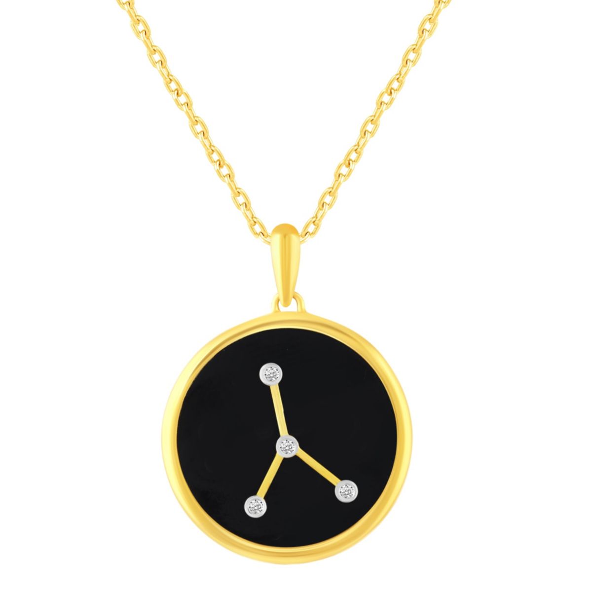 Enamel Zodiac Horoscope Sign Pendant Necklaces in Gold Plating 18 Inch Chain + 2in Extender (CANCER)