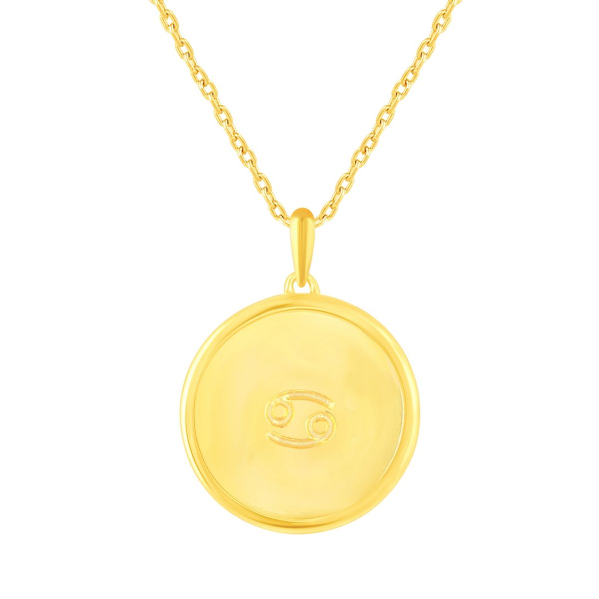 Enamel Zodiac Horoscope Sign Pendant Necklaces in Gold Plating 18 Inch Chain + 2in Extender (CANCER)